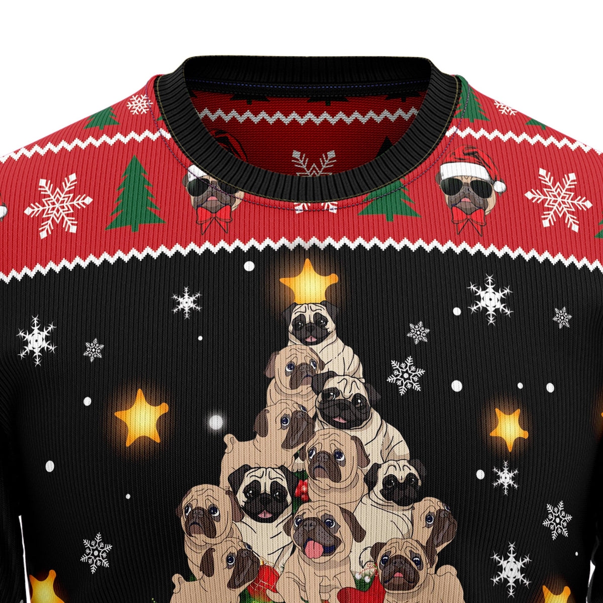 Pug Christmas Tree Ugly Christmas Sweater for Men and Women, Funny Holiday Party Outfit, Festive Christmas Gift