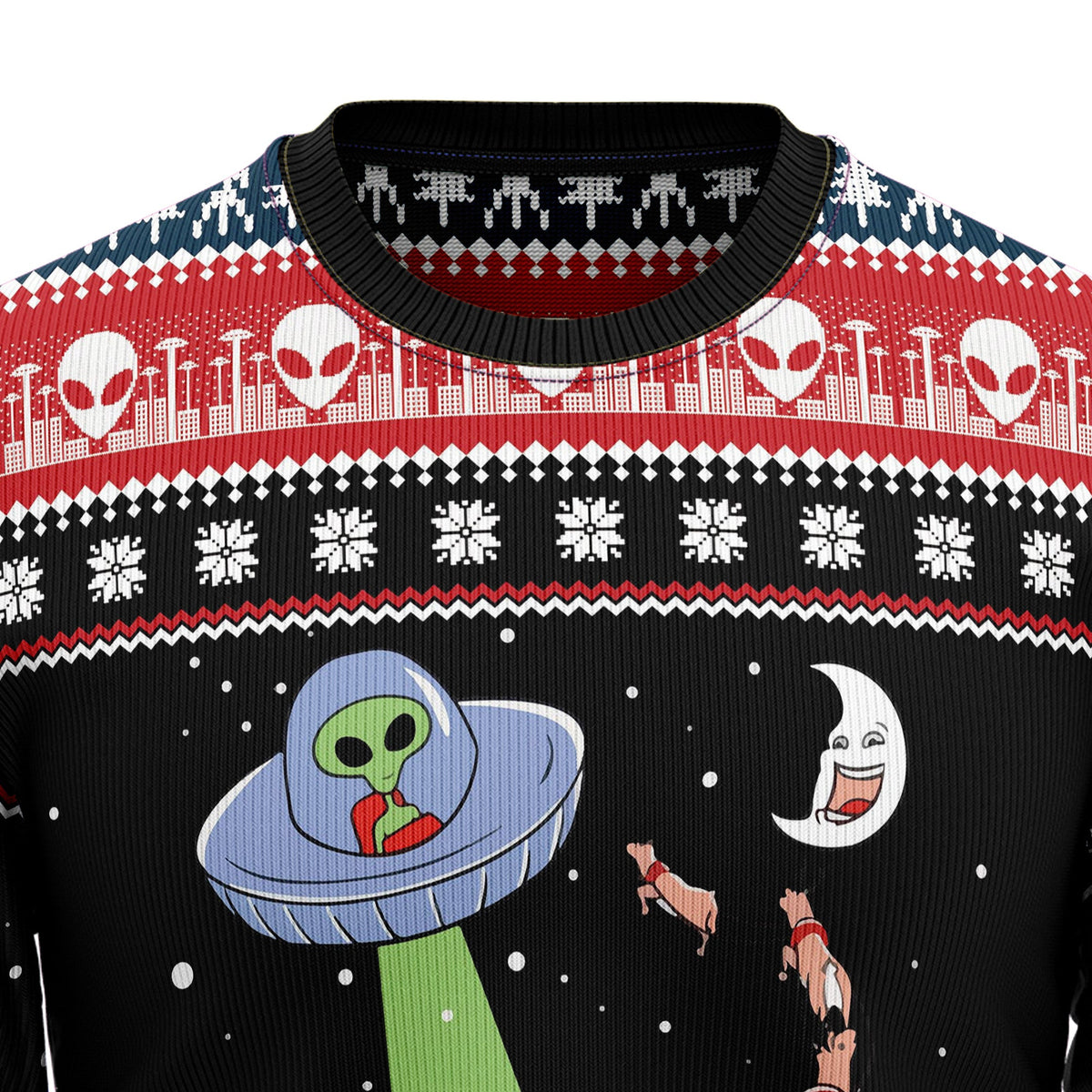 Alien Christmas Sweater - Funny Ugly Christmas Sweater for Men and Women, Unisex Holiday Party Outfit