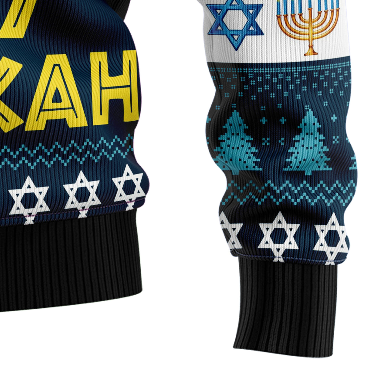 Happy Hanukkah Holiday Sweater - Funny Ugly Christmas Sweater for Men and Women, Unisex Holiday Party Outfit