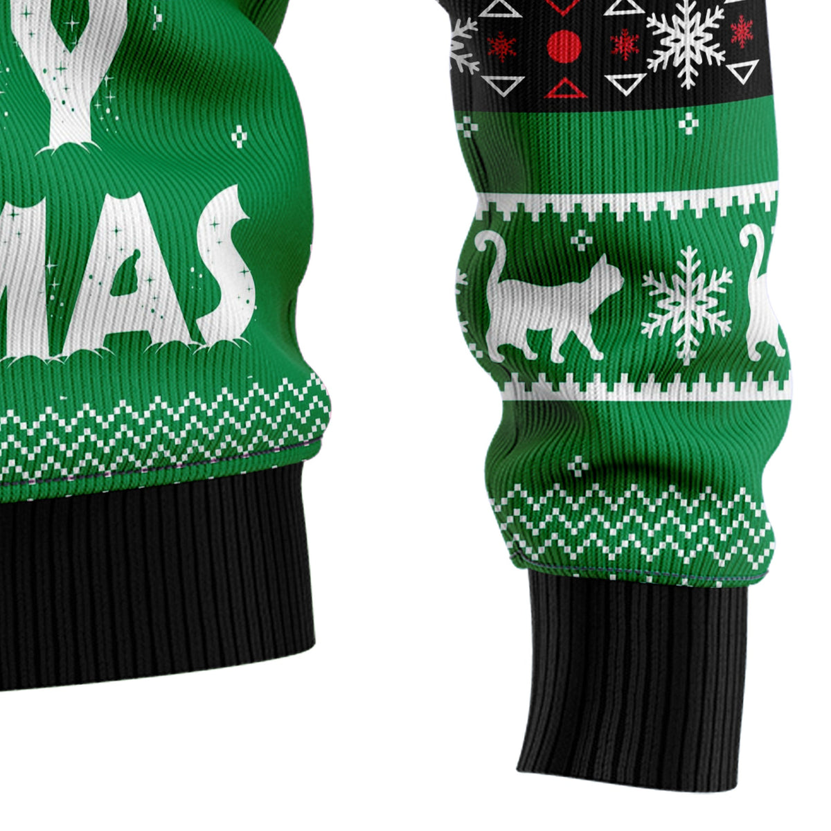 Meowy Black Cat Ugly Christmas Sweater for Men and Women, Funny Holiday Party Outfit, Festive Christmas Gift