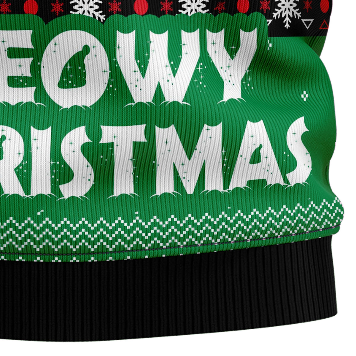 Meowy Black Cat Ugly Christmas Sweater for Men and Women, Funny Holiday Party Outfit, Festive Christmas Gift