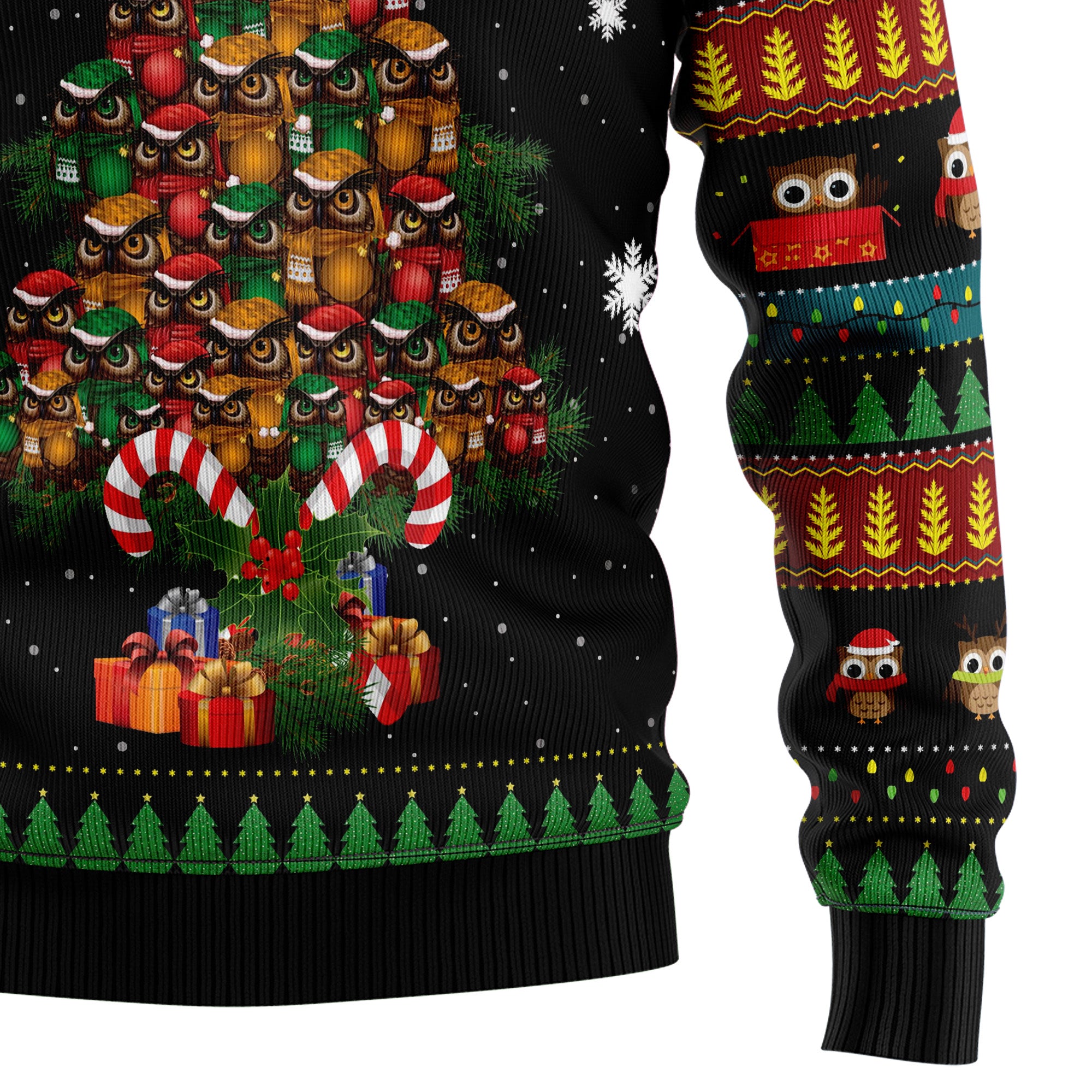 Owl Christmas Tree Ugly Christmas Sweater for Men and Women, Festive Holiday Party Outfit and Gift for Owl Lovers
