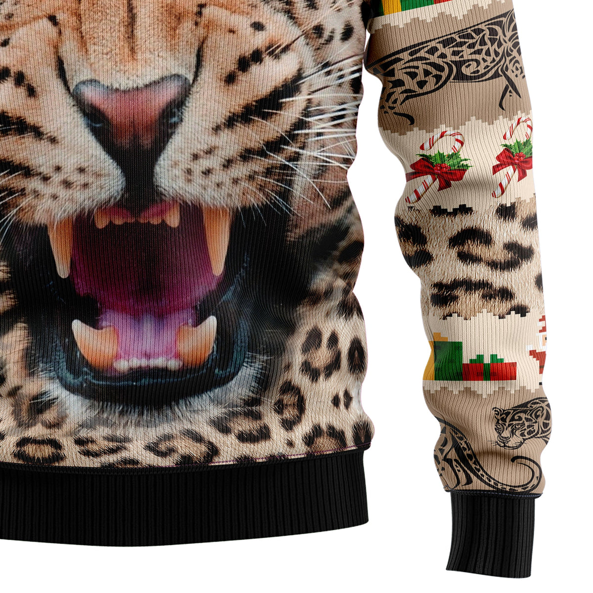 Leopard Cute Face Ugly Christmas Sweater for Men and Women, Funny Holiday Party Outfit, Festive Christmas Gift