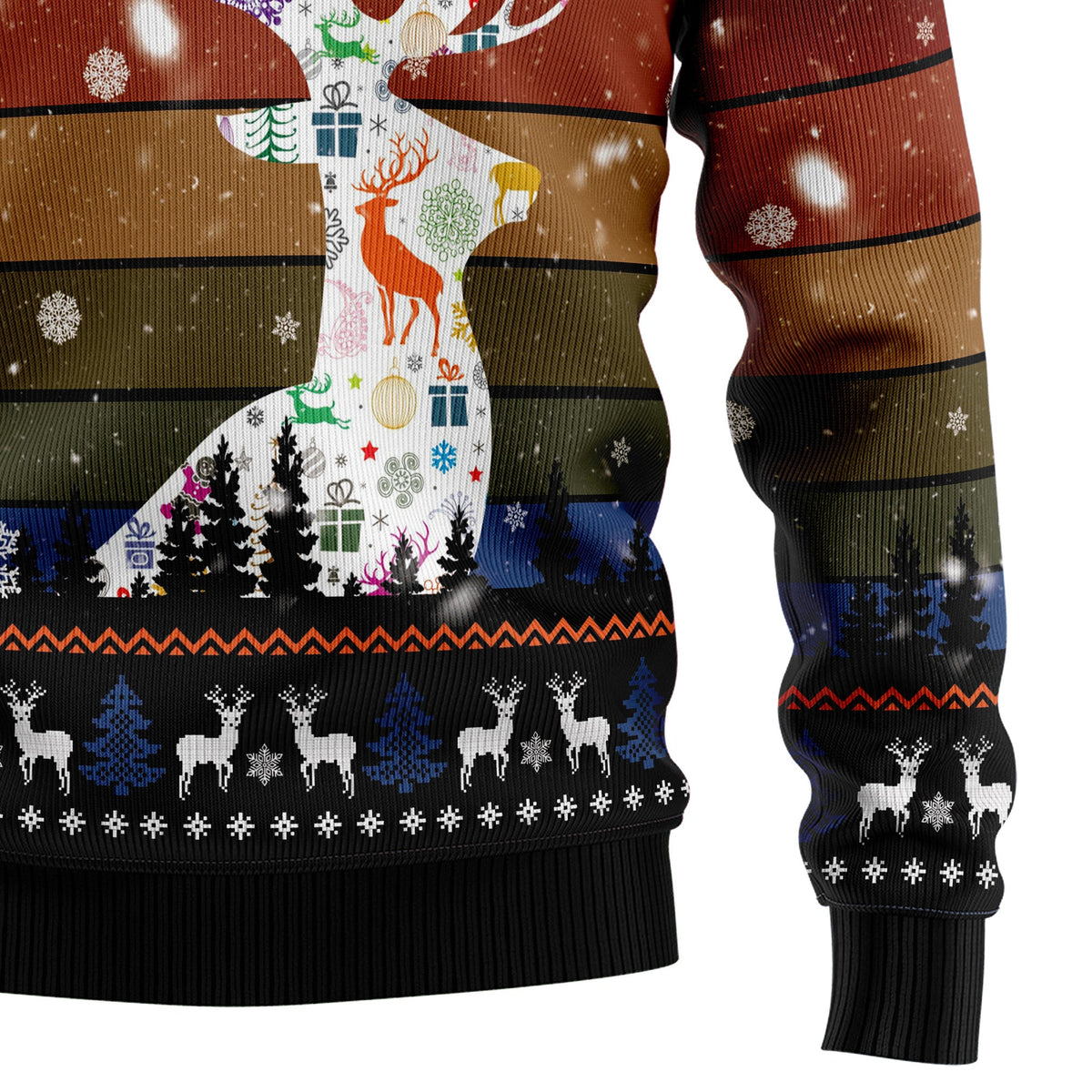 Vintage Background Awesome Deer Ugly Christmas Sweater for Men Women, Funny Holiday Party Outfit, Festive Xmas Gift