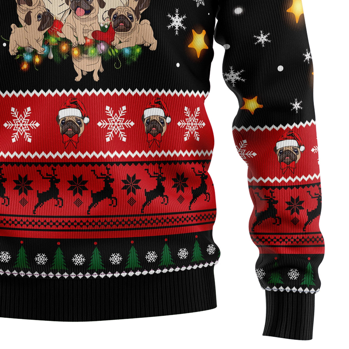 Pug Christmas Tree Ugly Christmas Sweater for Men and Women, Funny Holiday Party Outfit, Festive Christmas Gift