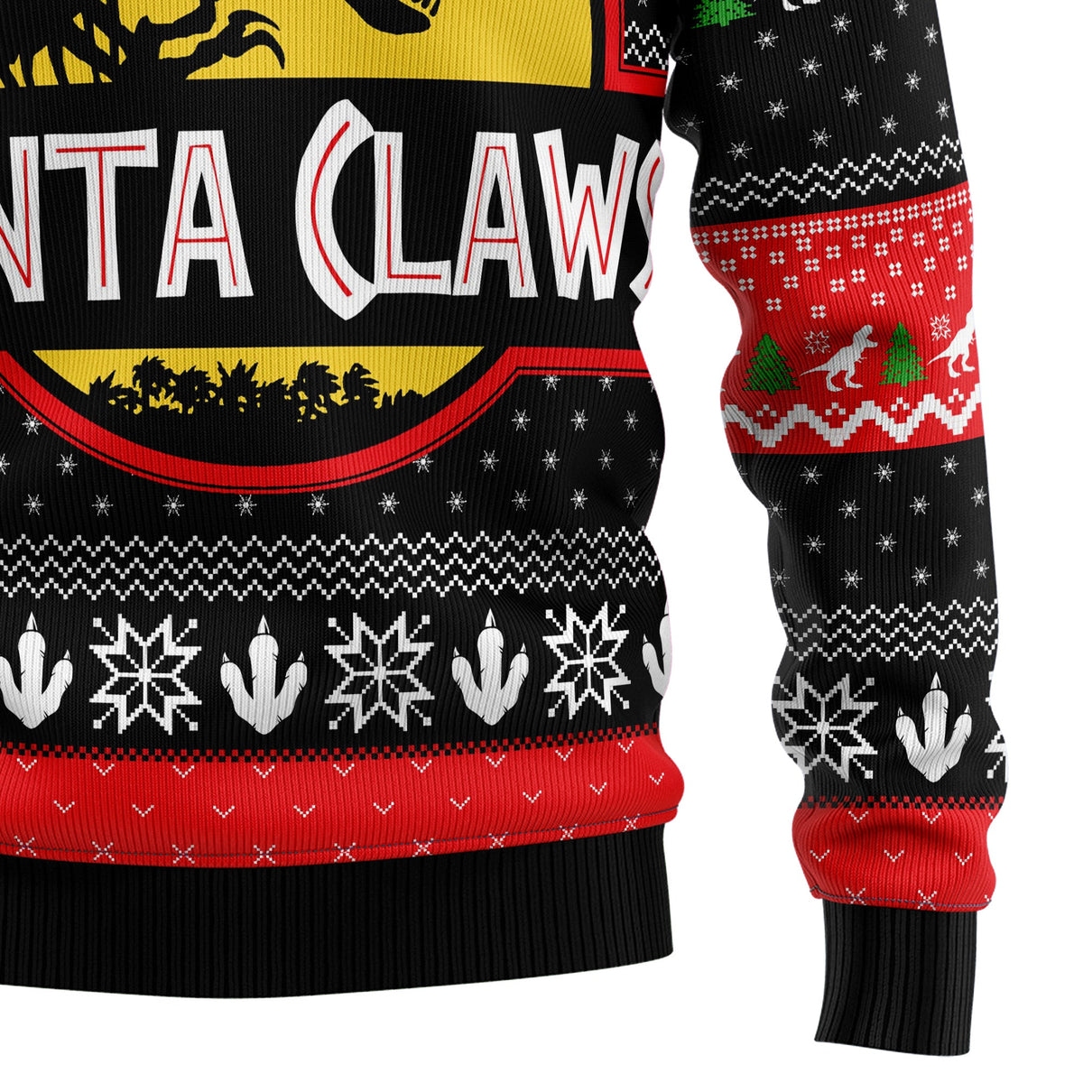 T-Rex Santa Claws Christmas Sweater - Funny Ugly Christmas Sweater for Men and Women, Unisex Holiday Party Outfit