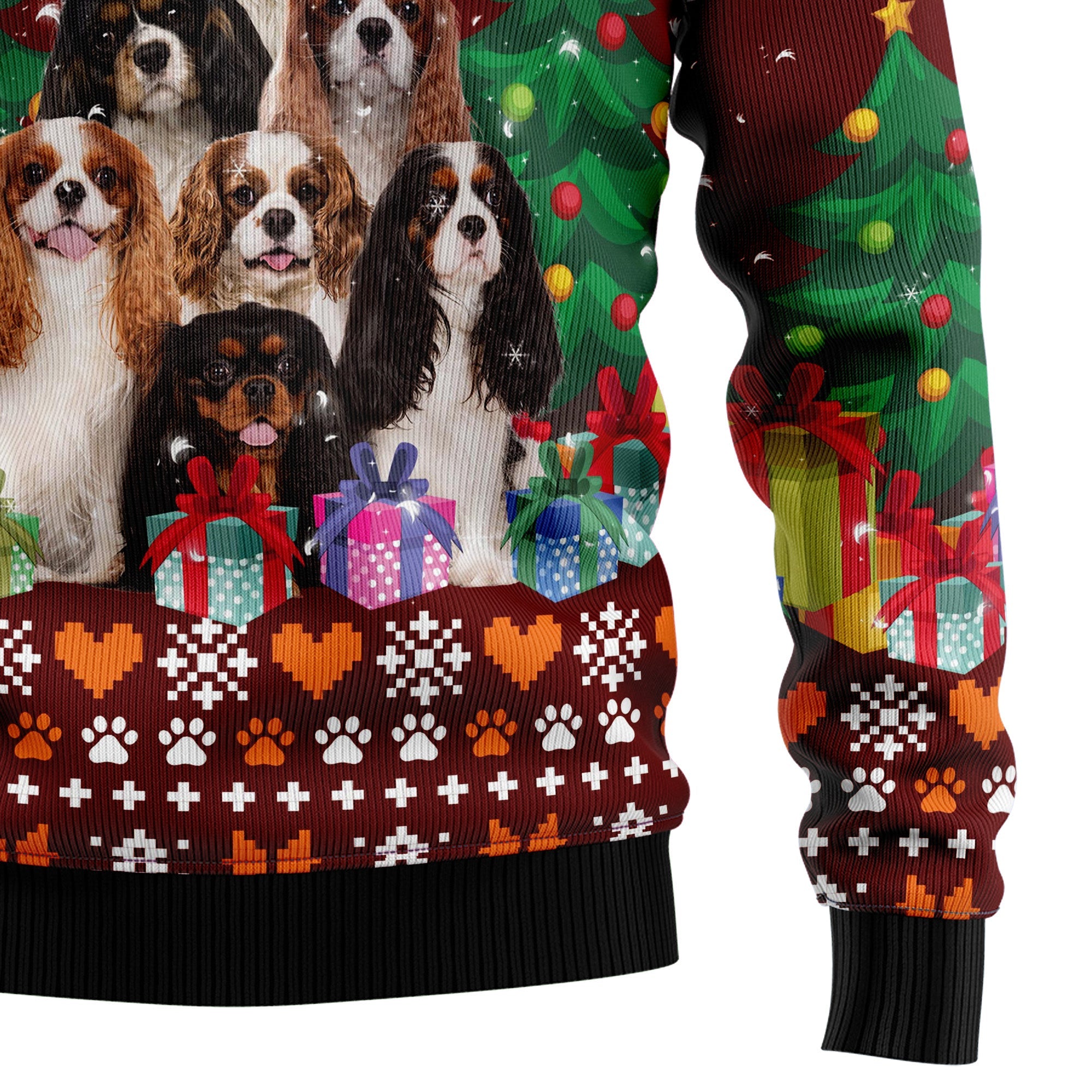Cavalier King Charles Spaniel Pine Tree Ugly Christmas Sweater for Men Women, Holiday Party Outfit, Funny Xmas Gift