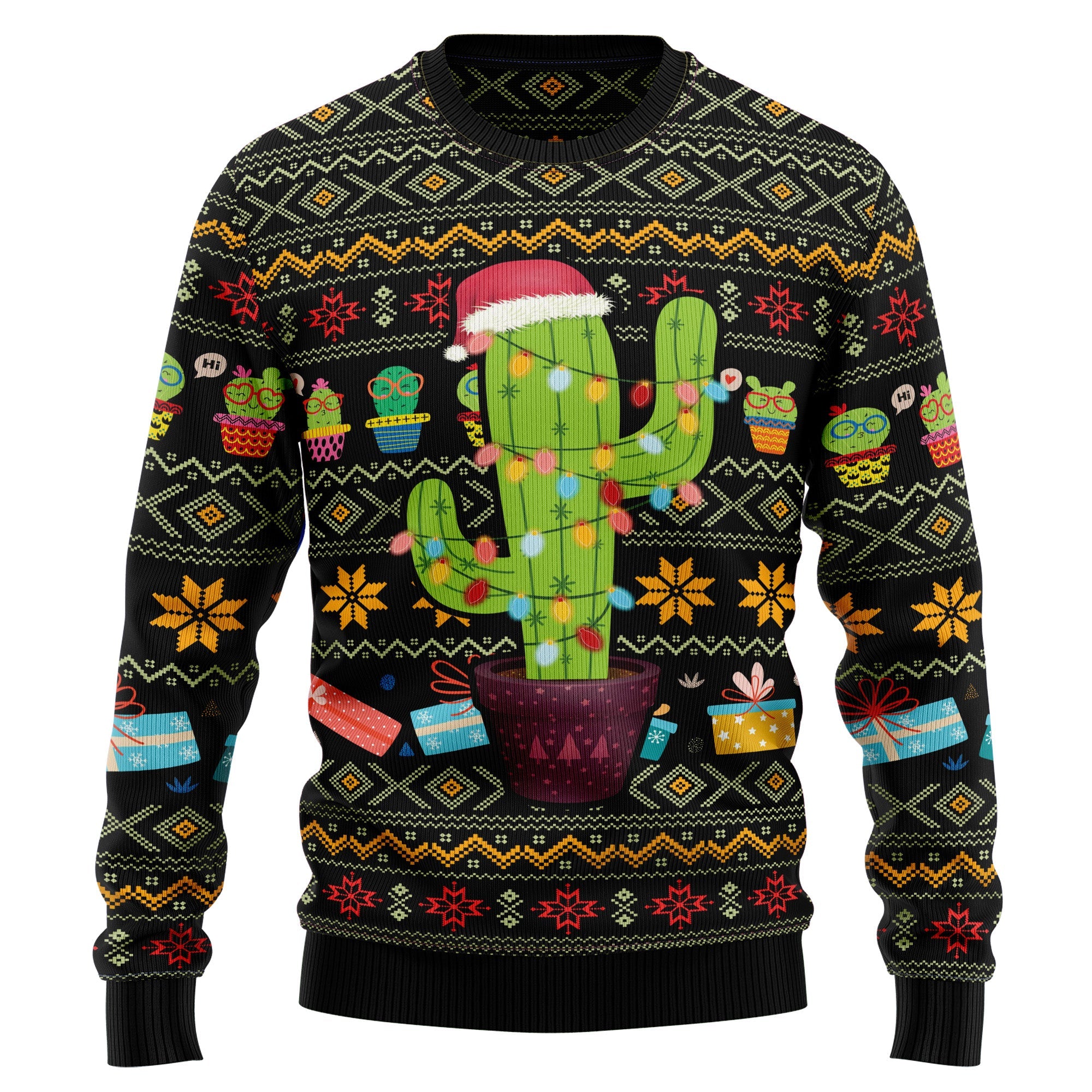 Cactus Xmas Ugly Christmas Sweater for Men and Women, Funny Holiday Party Outfit, Festive Christmas Gift