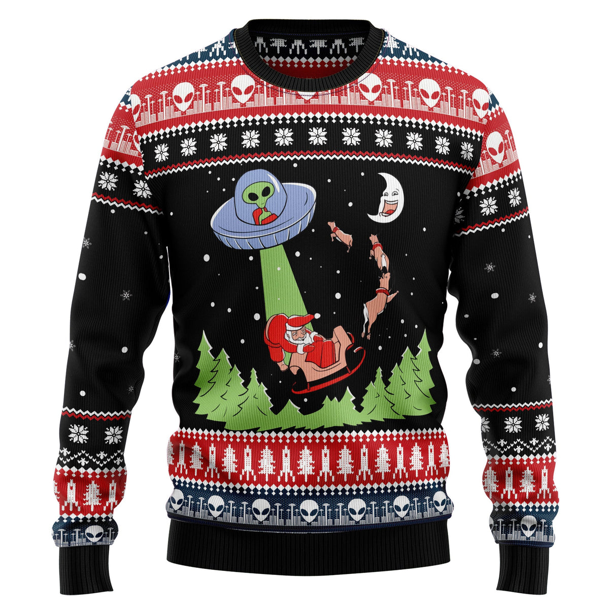 Alien Christmas Sweater - Funny Ugly Christmas Sweater for Men and Women, Unisex Holiday Party Outfit