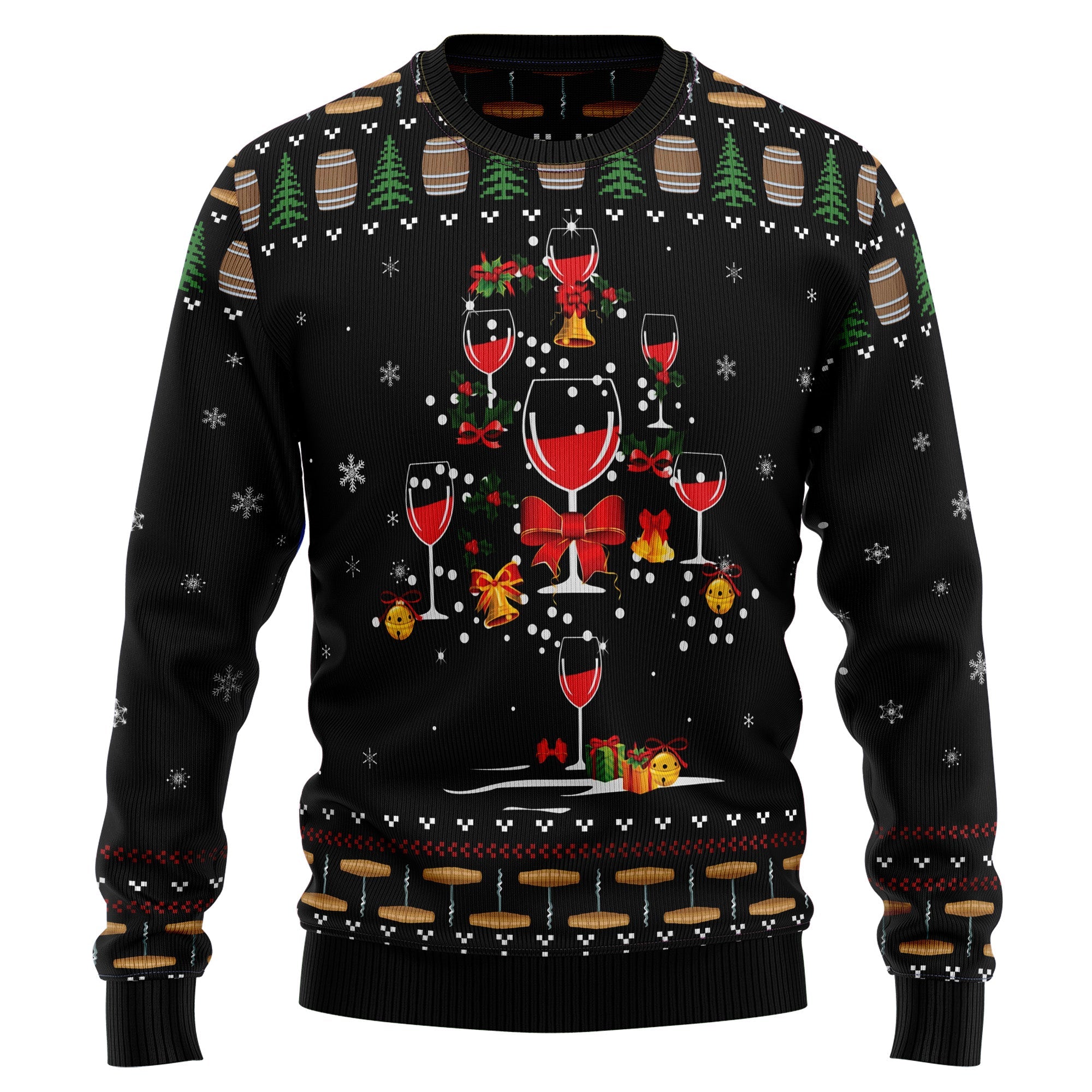 Red Wine Christmas Ugly Christmas Sweater for Men and Women, Funny Holiday Party Outfit, Festive Christmas Gift