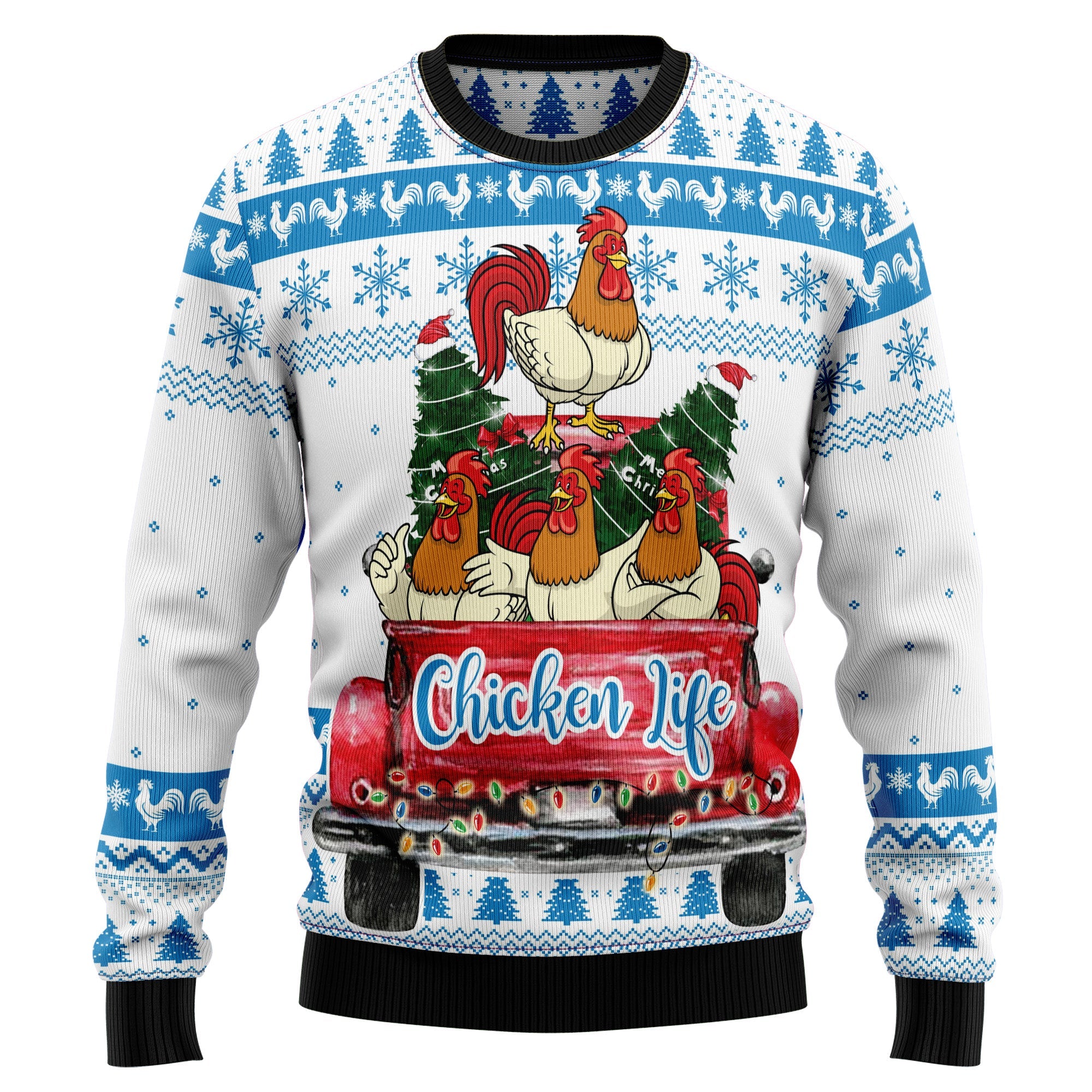 Chicken Life Ugly Christmas Sweater for Men and Women, Festive Holiday Party Outfit and Gift for Chicken Owners
