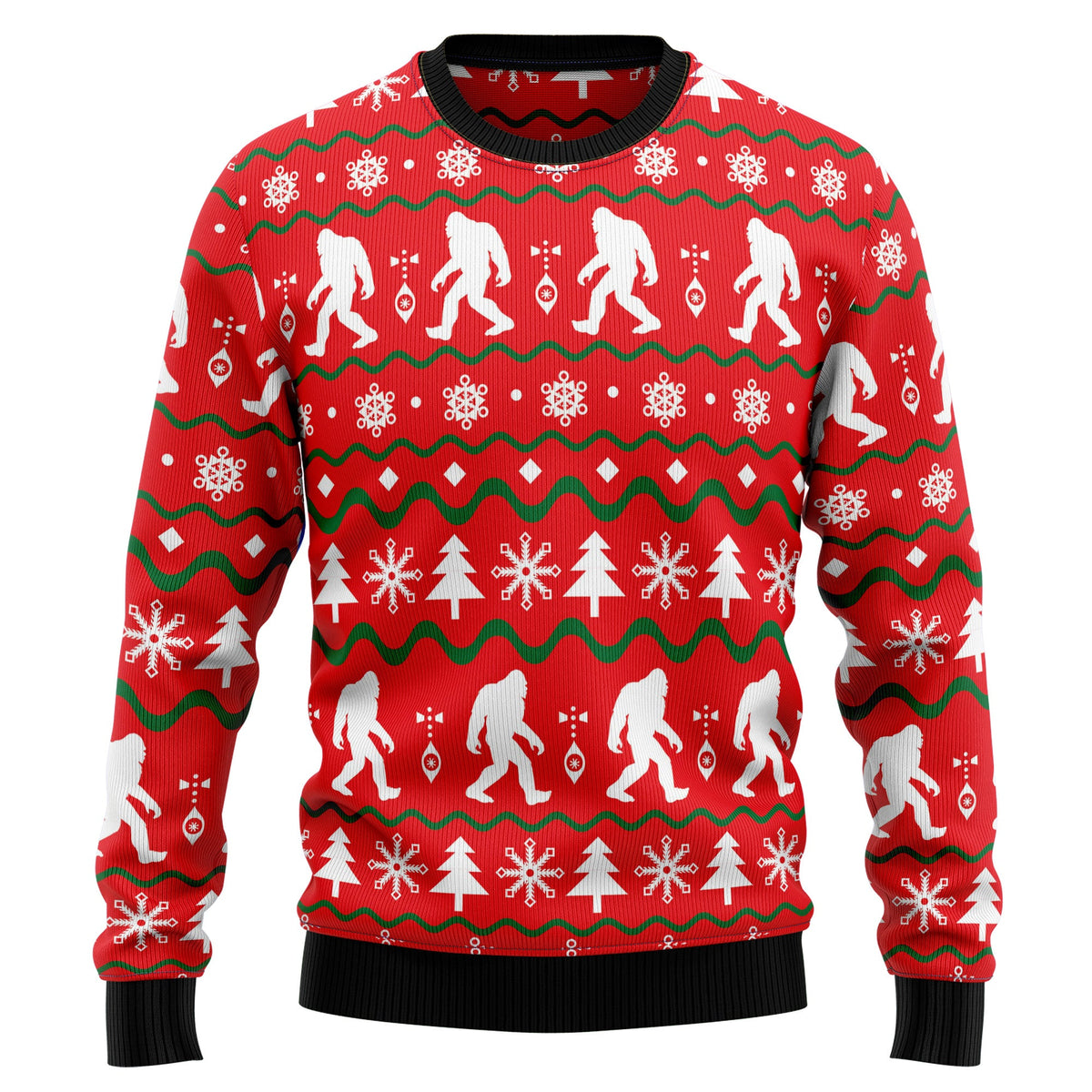 Bigfoot Christmas Sweater - Funny Ugly Christmas Sweater for Men and Women, Unisex Holiday Party Outfit