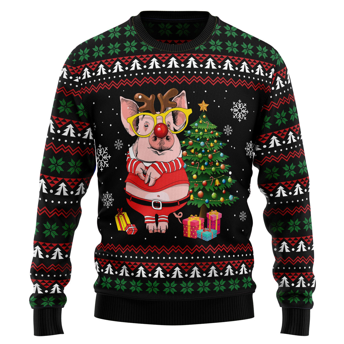 Pig Gorgeous Reindeer Ugly Christmas Sweater for Men and Women, Funny Holiday Party Outfit, Festive Christmas Gift