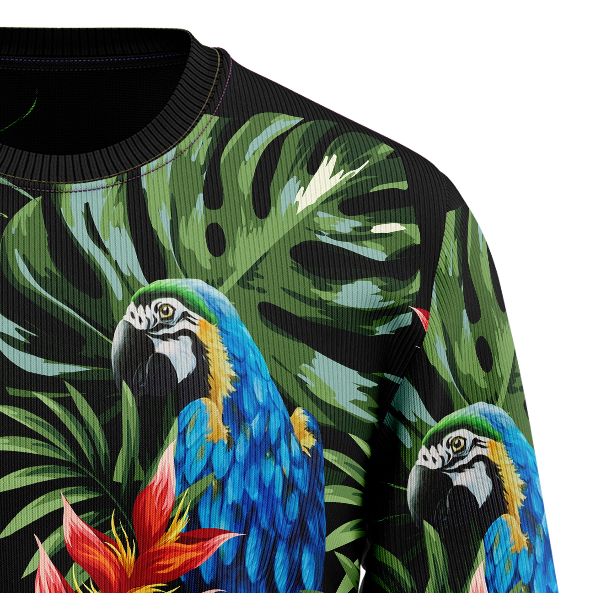 Tropical Christmas Parrot Ugly Christmas Sweater for Men and Women, Funny Holiday Party Gift for Parrot Lovers