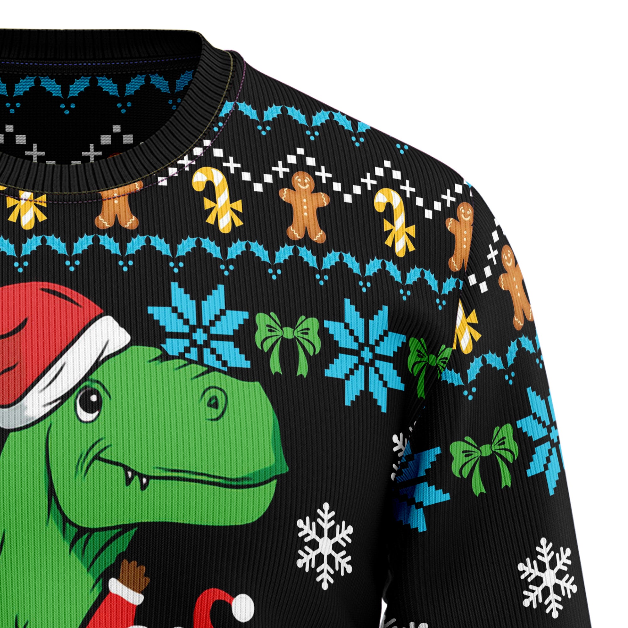 Christmas Dinosaur Ugly Christmas Sweater, Funny Holiday Party Outfit for Men and Women, Gift for Dinosaur Fans
