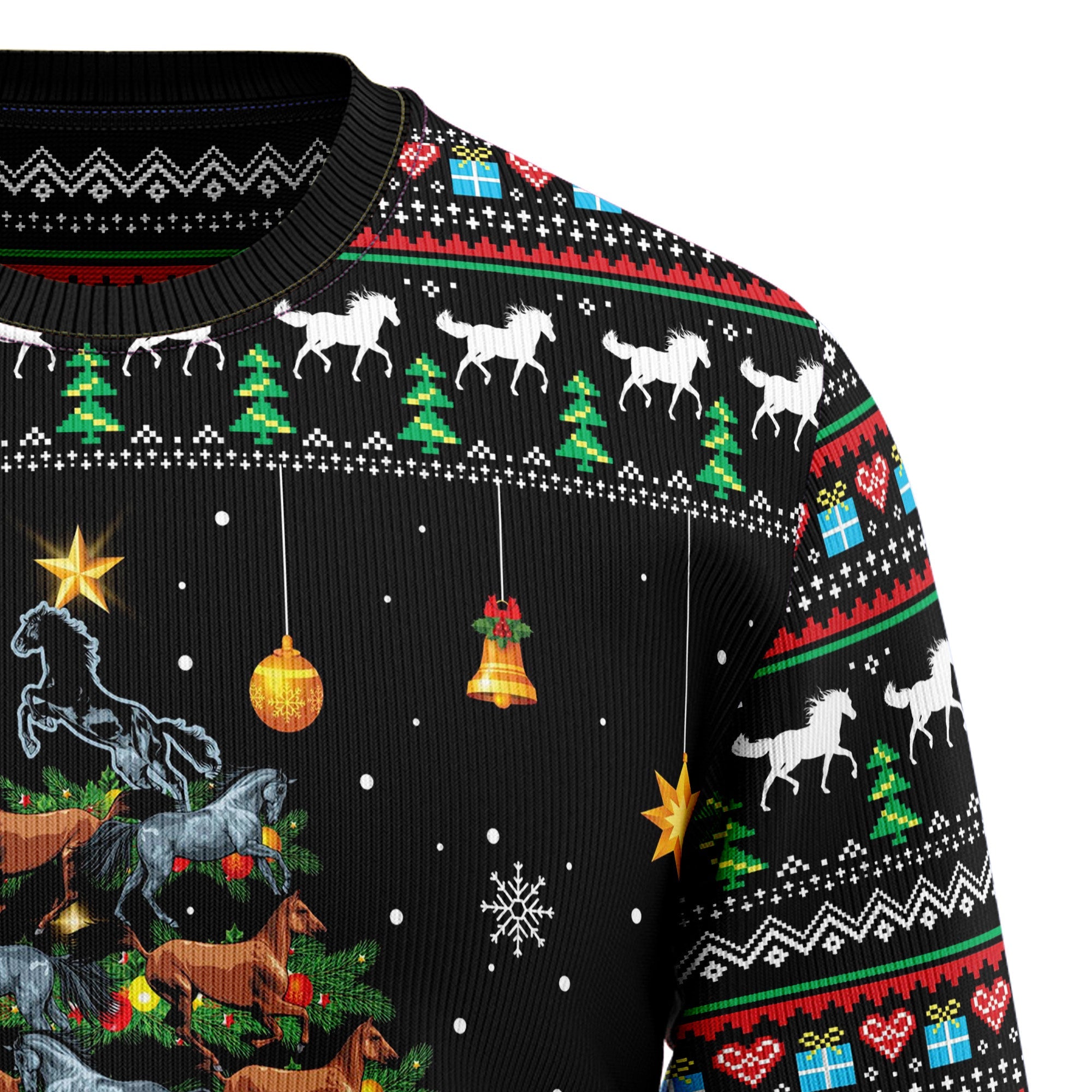 Horse Christmas Tree Ugly Christmas Sweater for Men and Women, Funny Holiday Party Outfit, Festive Christmas Gift
