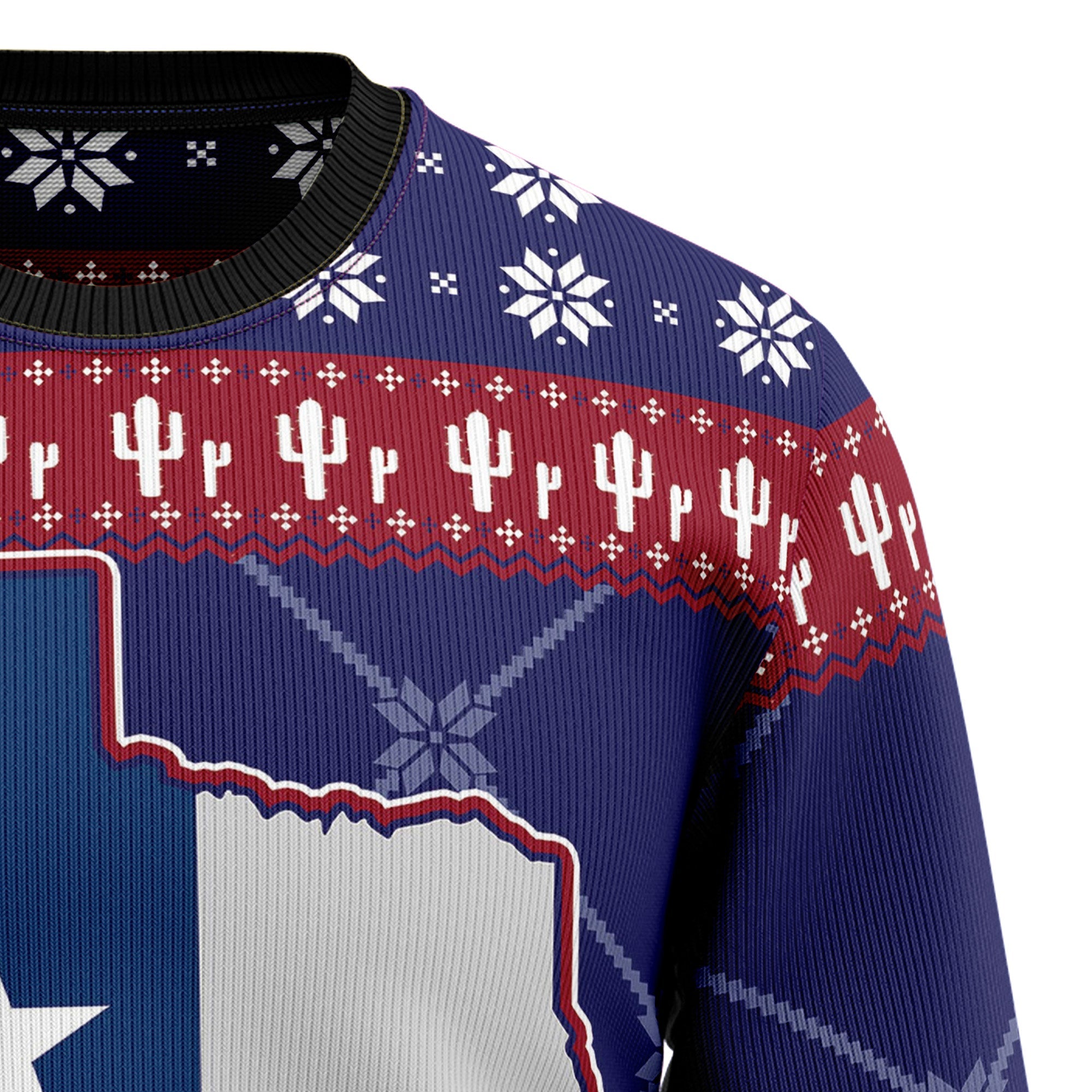 Texas Map Symbols Pattern Ugly Christmas Sweater - Unisex Holiday Party Pullover, Funny Christmas Gift for Men Women