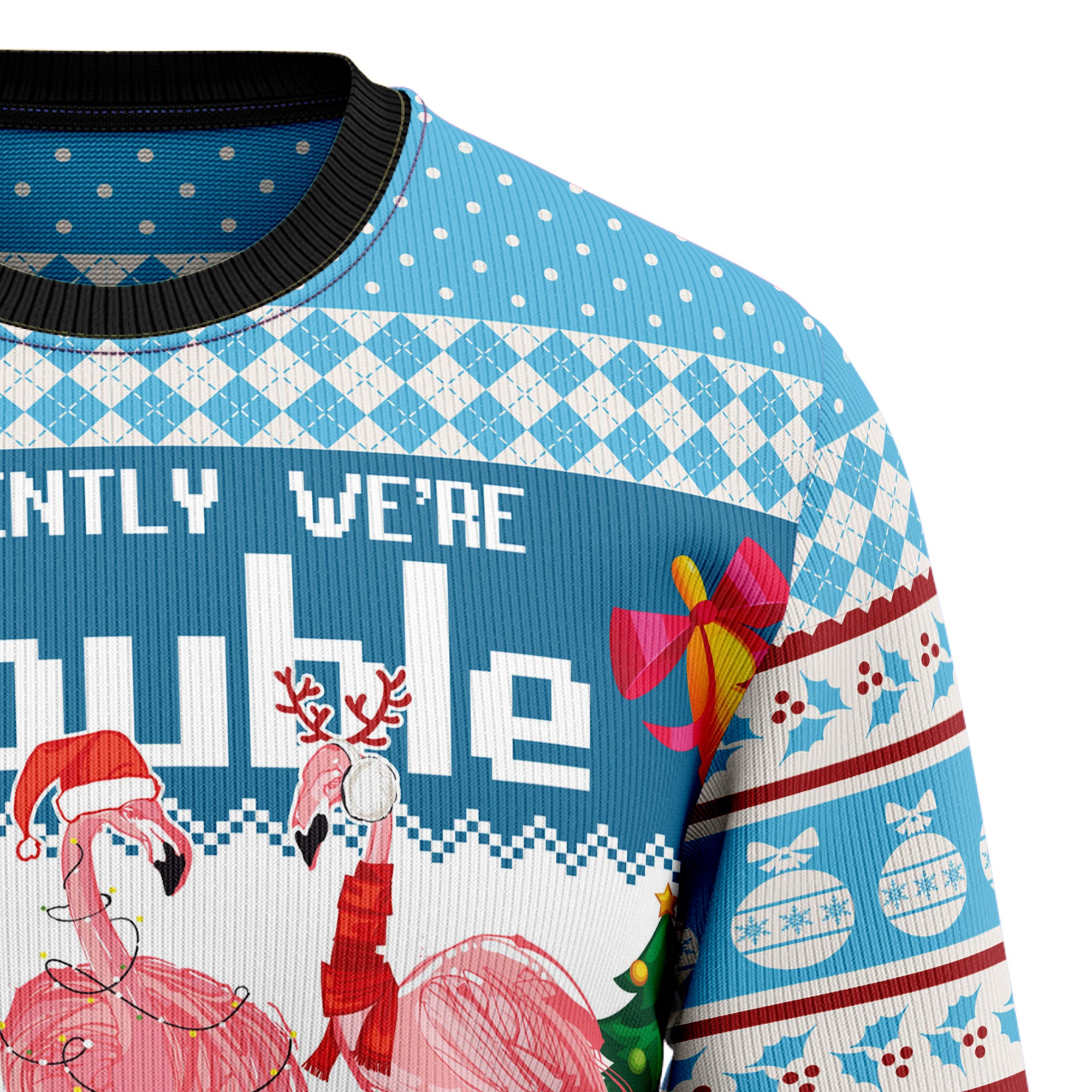 Flamingo Together Ugly Christmas Sweater, Funny Holiday Party Outfit for Men and Women, Gift for Flamingo Lovers