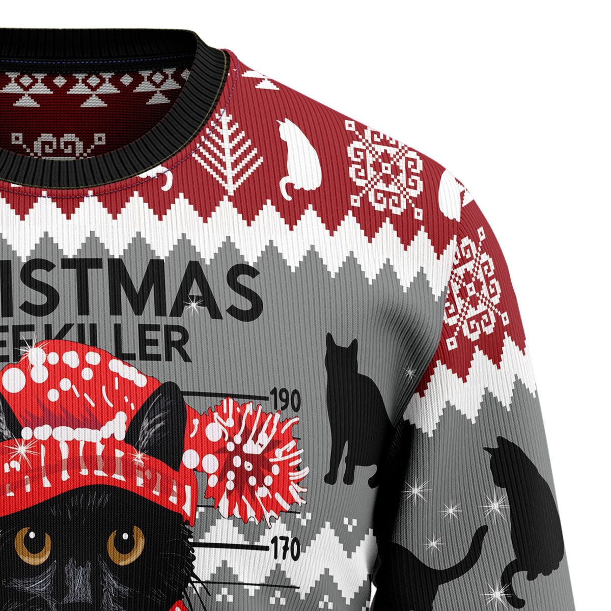 Black Cat Tree Killer Ugly Christmas Sweater for Men and Women, Funny Holiday Party Outfit, Festive Christmas Gift