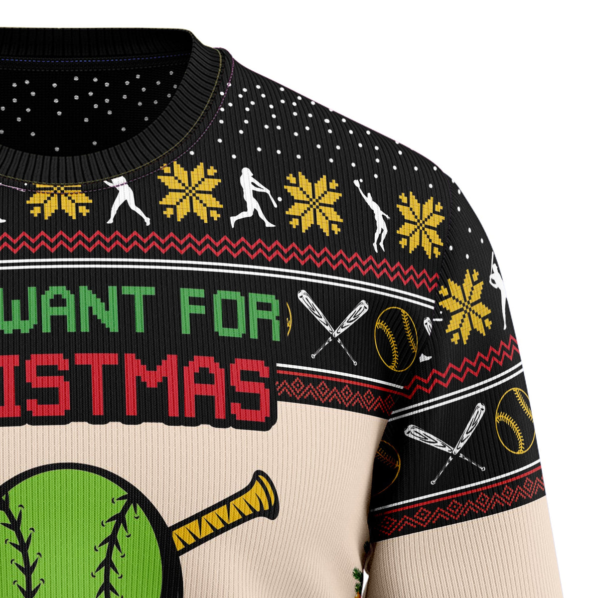 All I Want For Christmas Is More Time For Softball Ugly Christmas Sweater, Funny Holiday Party Outfit for Men Women,