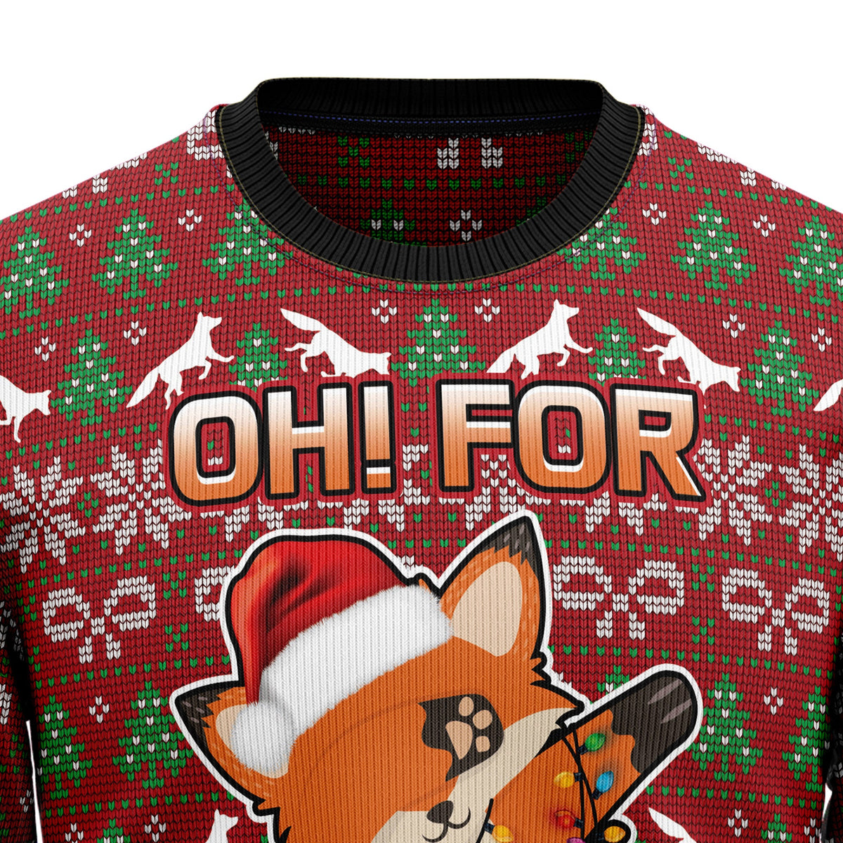 Oh For Fox Sake Ugly Christmas Sweater for Men and Women, Funny Holiday Party Outfit, Festive Christmas Gift