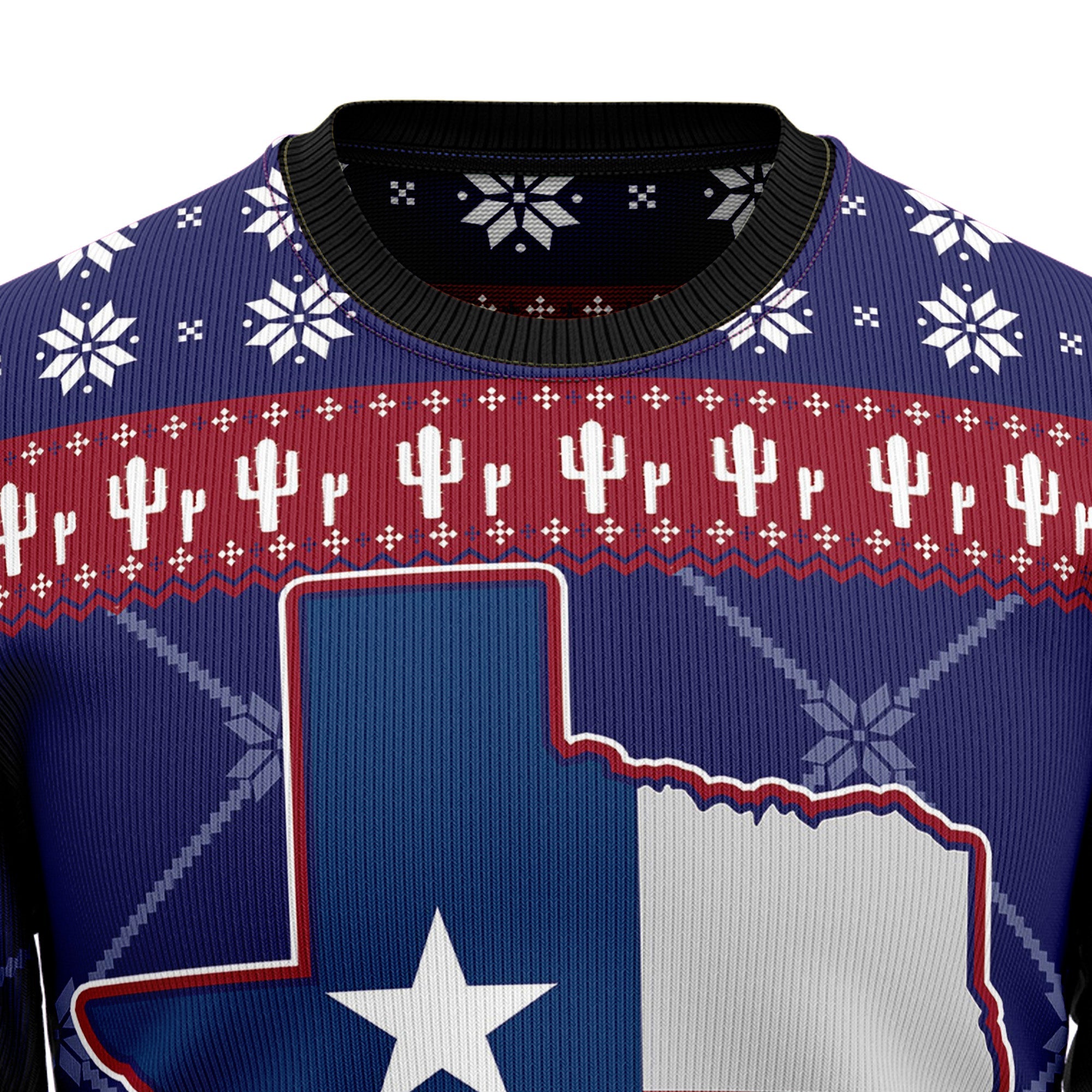 Texas Map Symbols Pattern Ugly Christmas Sweater - Unisex Holiday Party Pullover, Funny Christmas Gift for Men Women