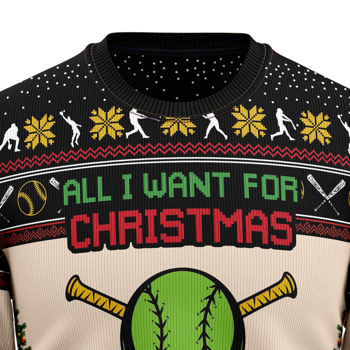 All I Want For Christmas Is More Time For Softball Ugly Christmas Sweater, Funny Holiday Party Outfit for Men Women,