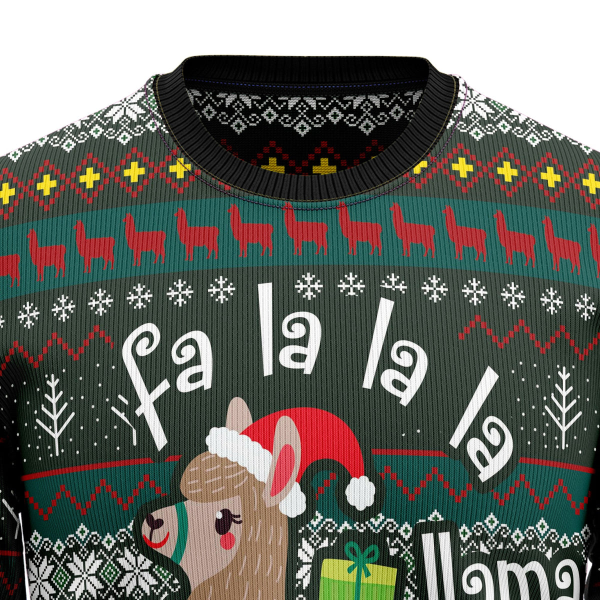Fa La La La Llama Ugly Christmas Sweater, Unisex Xmas Party Outfit, Fun Holiday Gift for Llama and Animal Lovers