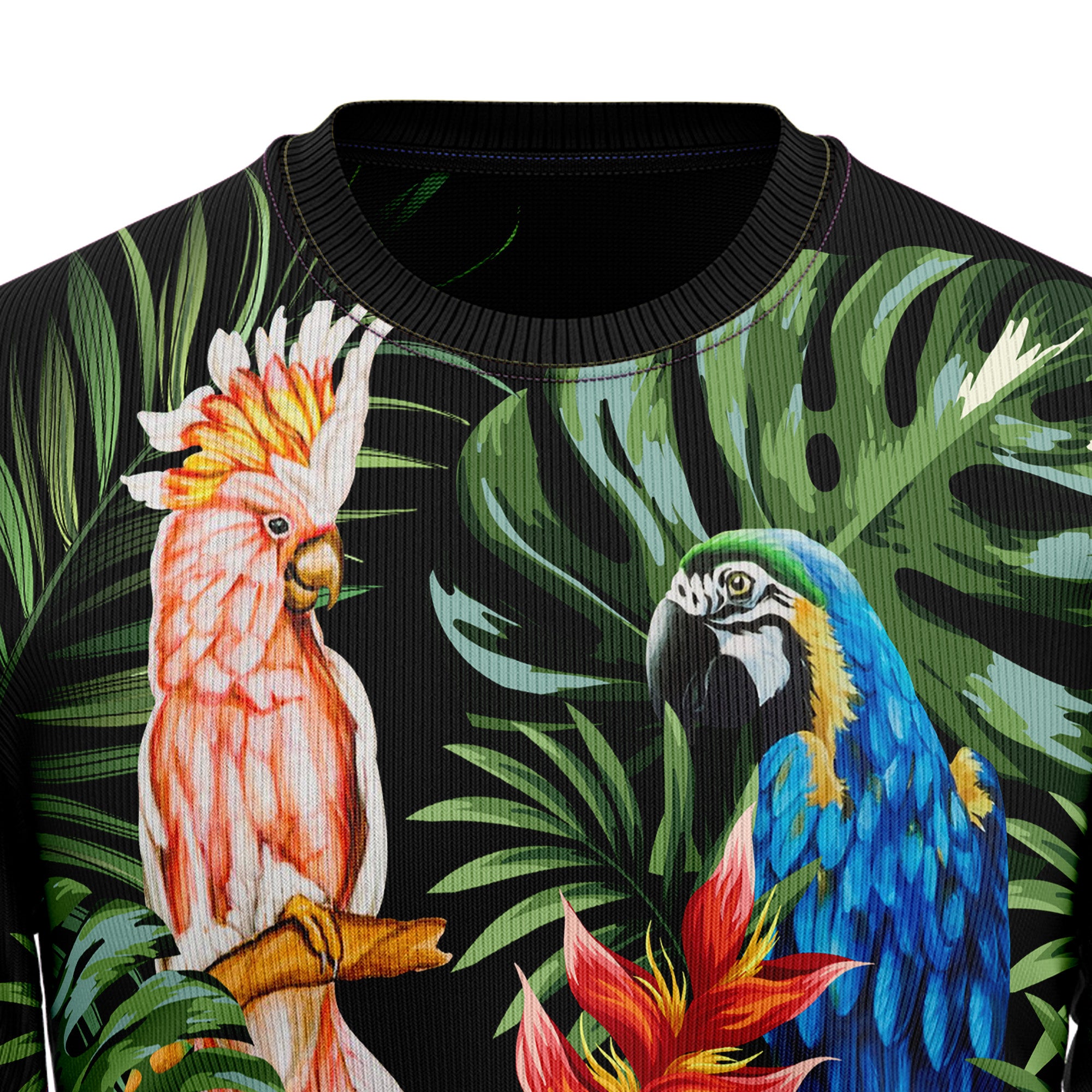 Tropical Christmas Parrot Ugly Christmas Sweater for Men and Women, Funny Holiday Party Gift for Parrot Lovers