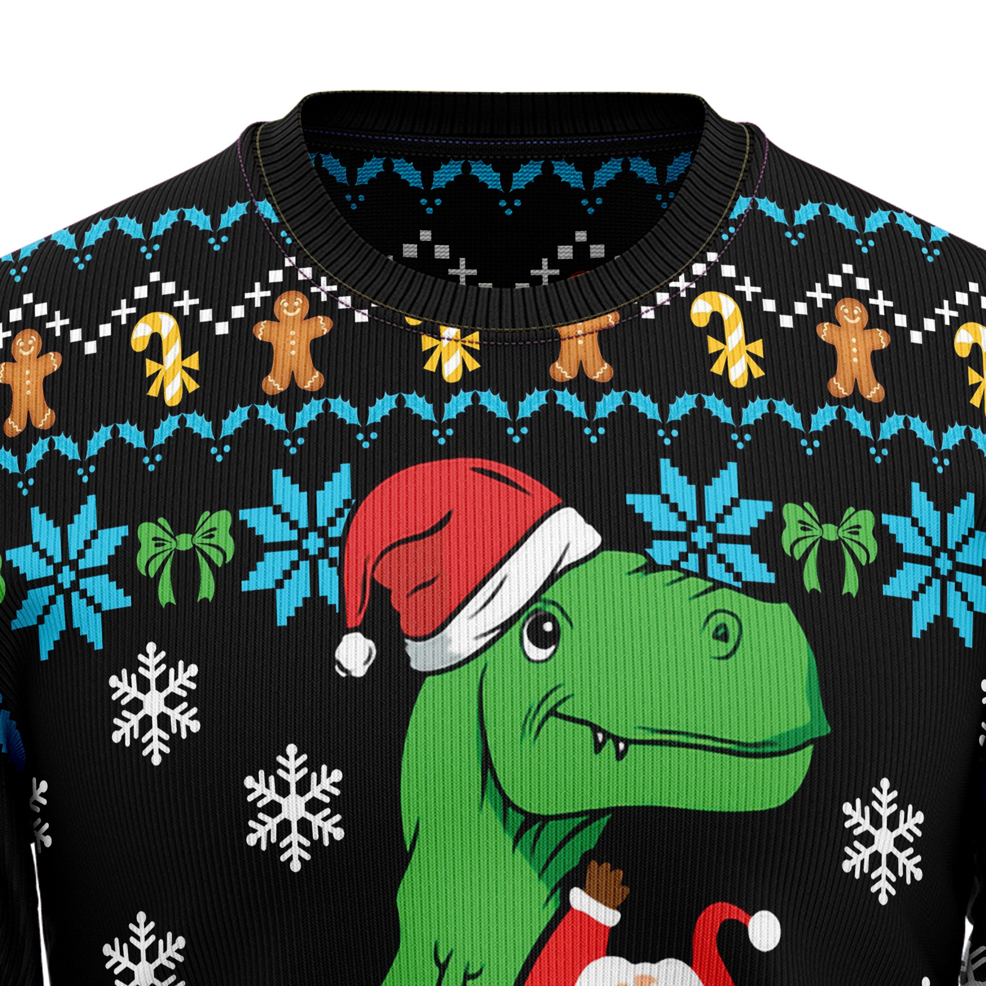 Christmas Dinosaur Ugly Christmas Sweater, Funny Holiday Party Outfit for Men and Women, Gift for Dinosaur Fans