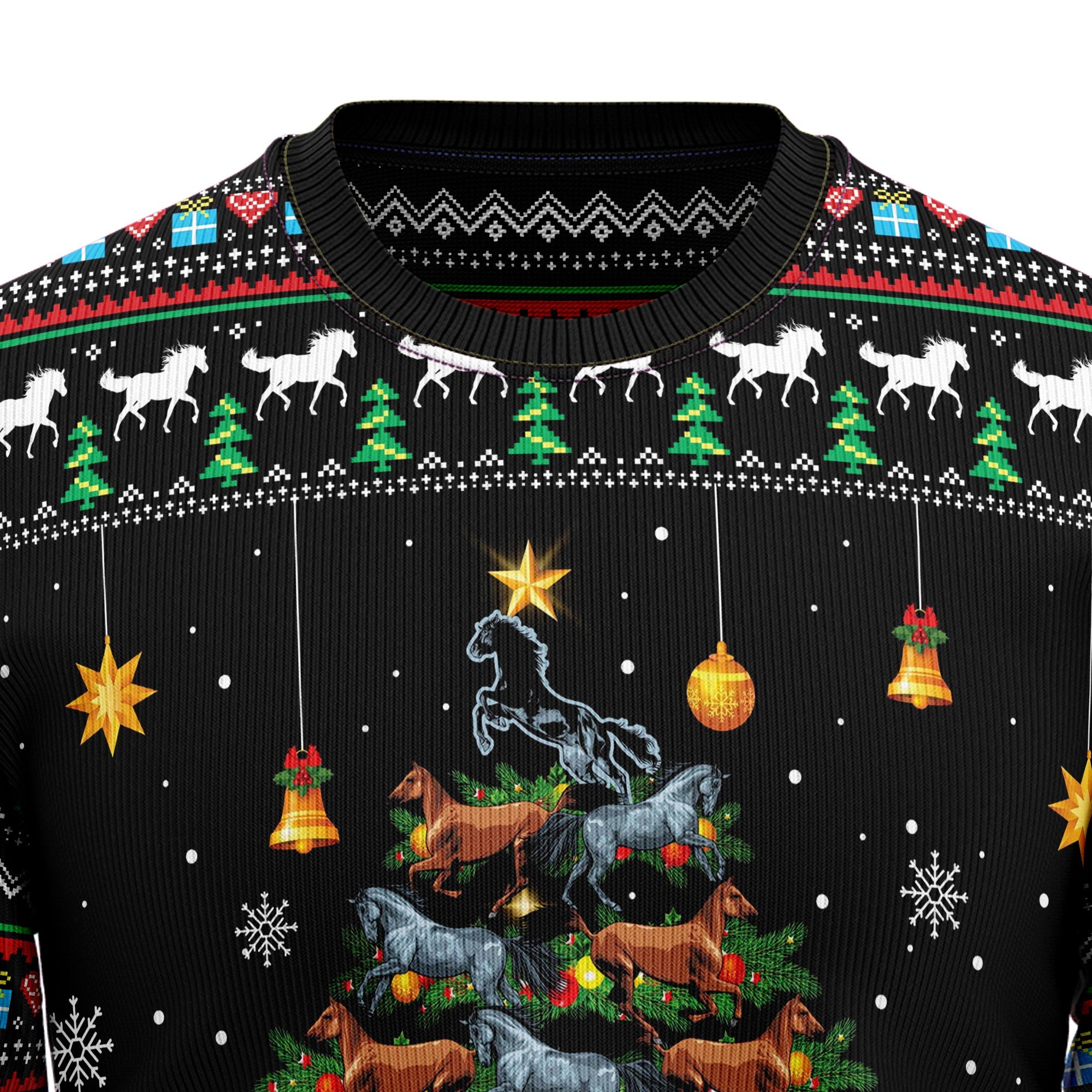 Horse Christmas Tree Ugly Christmas Sweater for Men and Women, Funny Holiday Party Outfit, Festive Christmas Gift