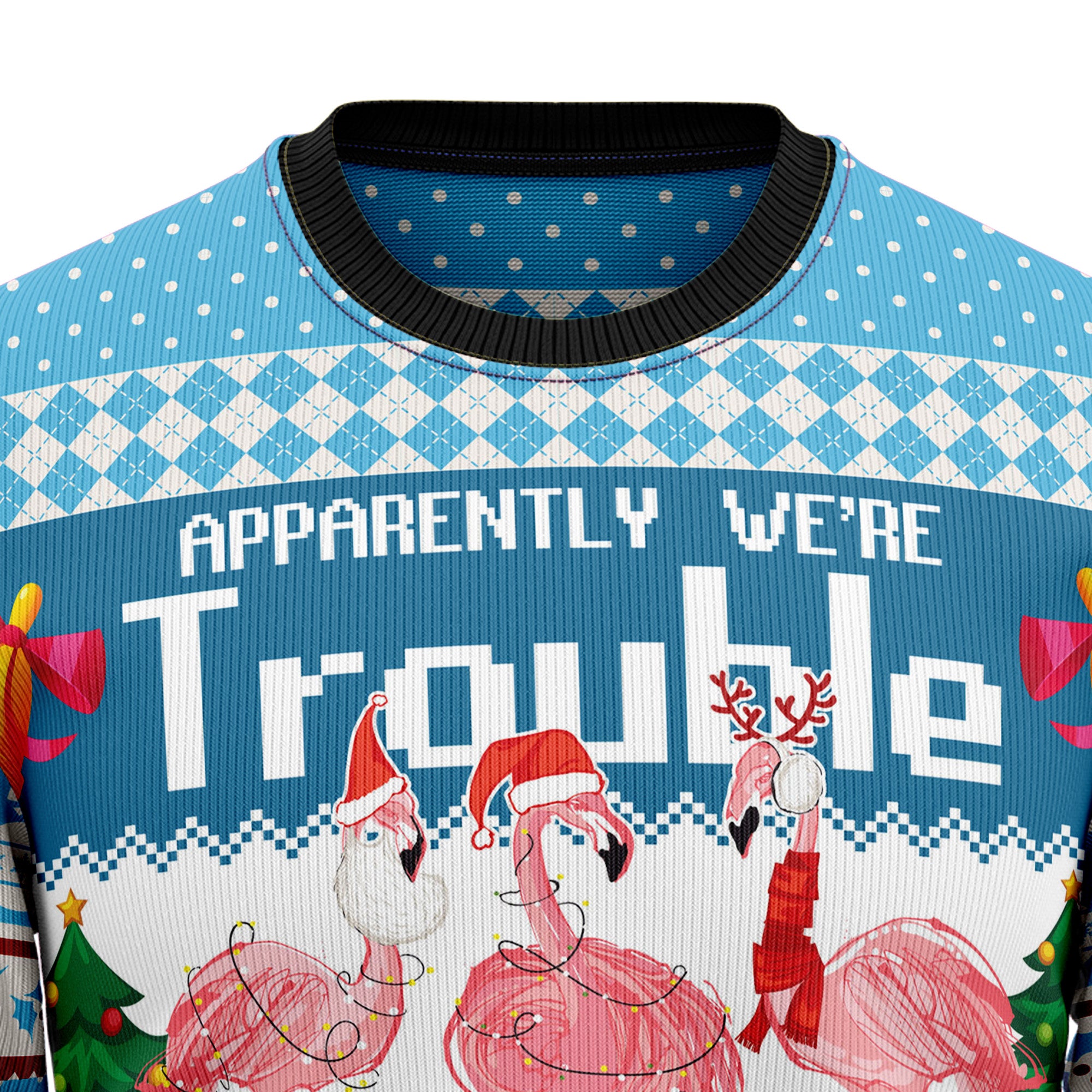Flamingo Together Ugly Christmas Sweater, Funny Holiday Party Outfit for Men and Women, Gift for Flamingo Lovers