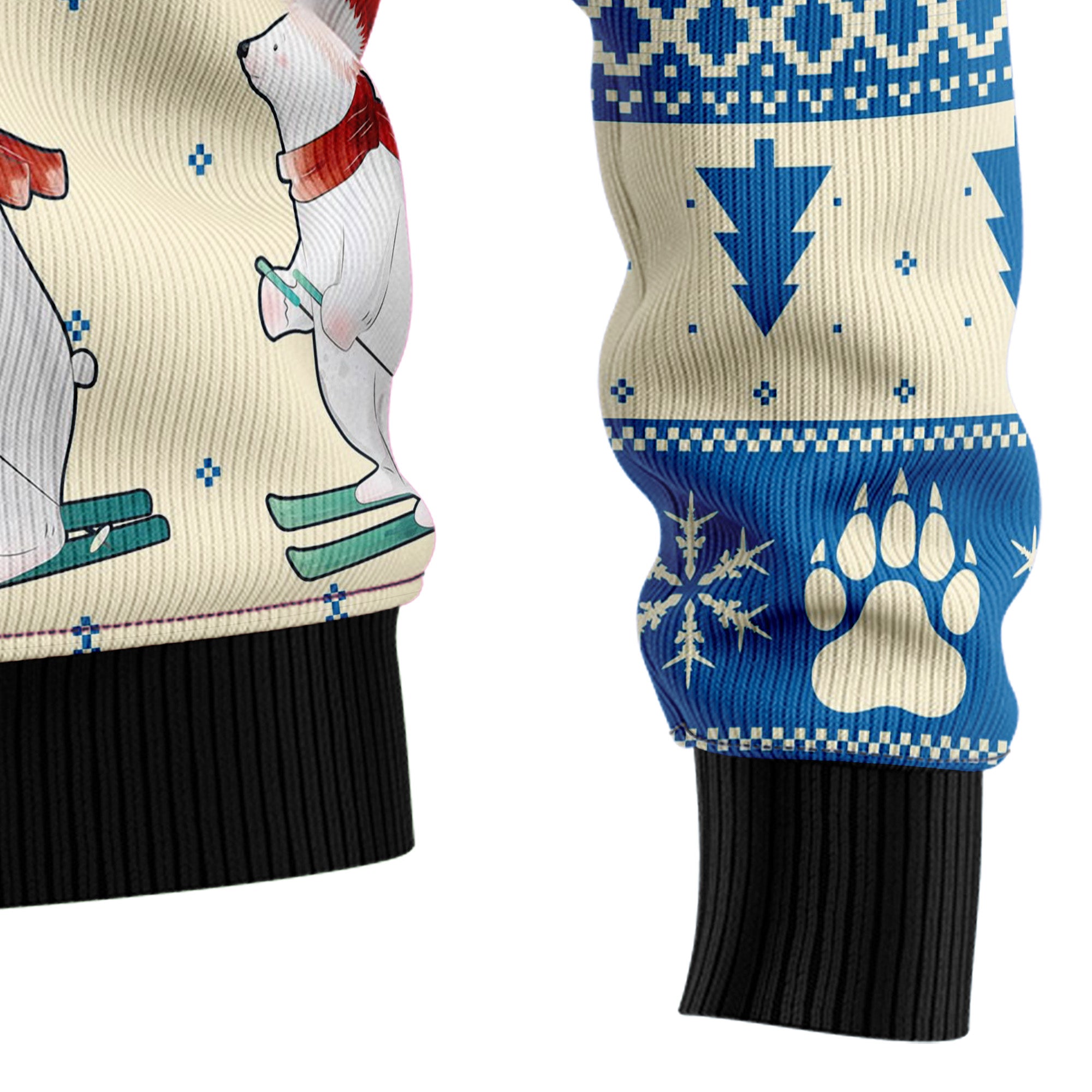 Polar Bear Ice Ugly Christmas Sweater, Funny Holiday Party Outfit for Men and Women, Gift for Polar Bear Lovers