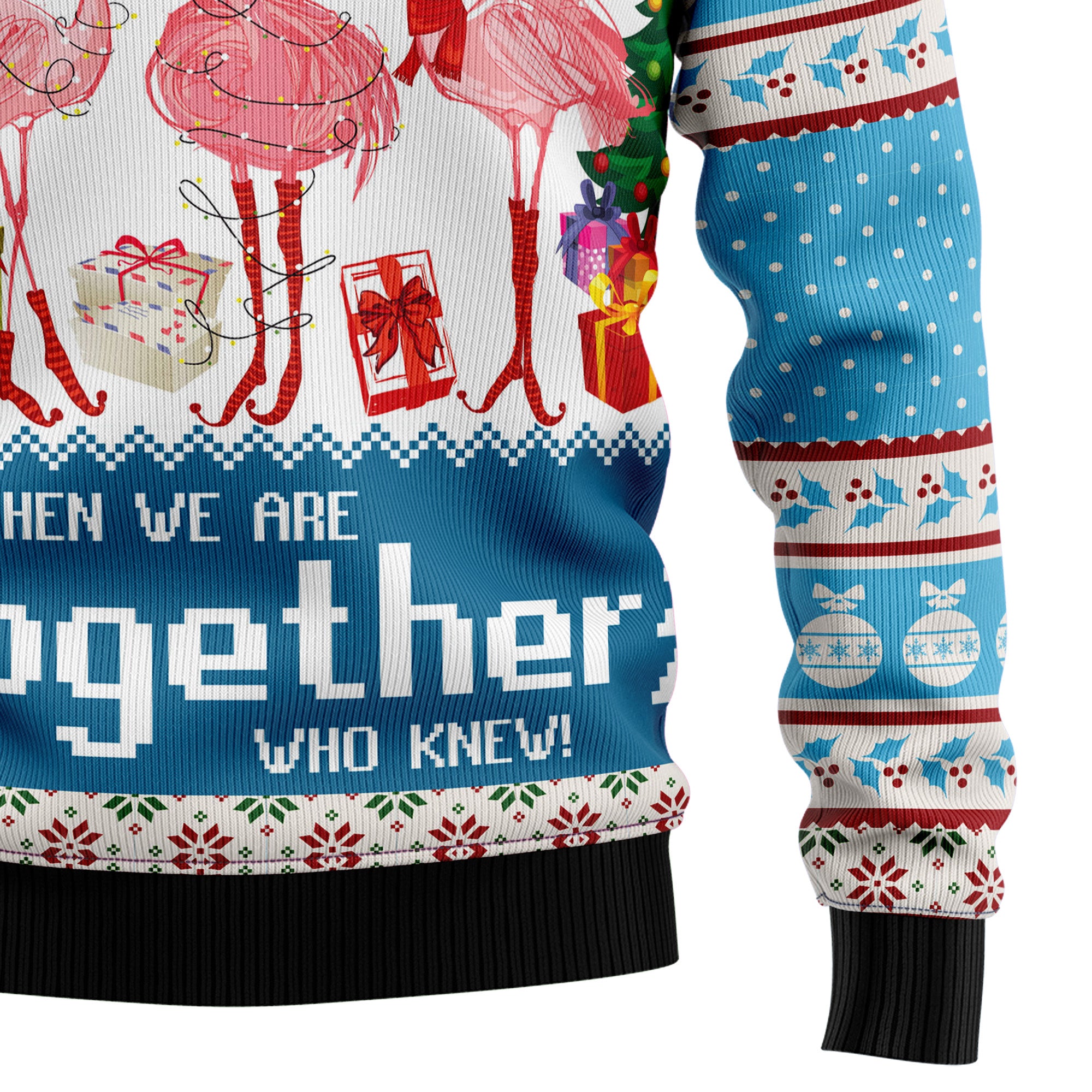 Flamingo Together Ugly Christmas Sweater, Funny Holiday Party Outfit for Men and Women, Gift for Flamingo Lovers