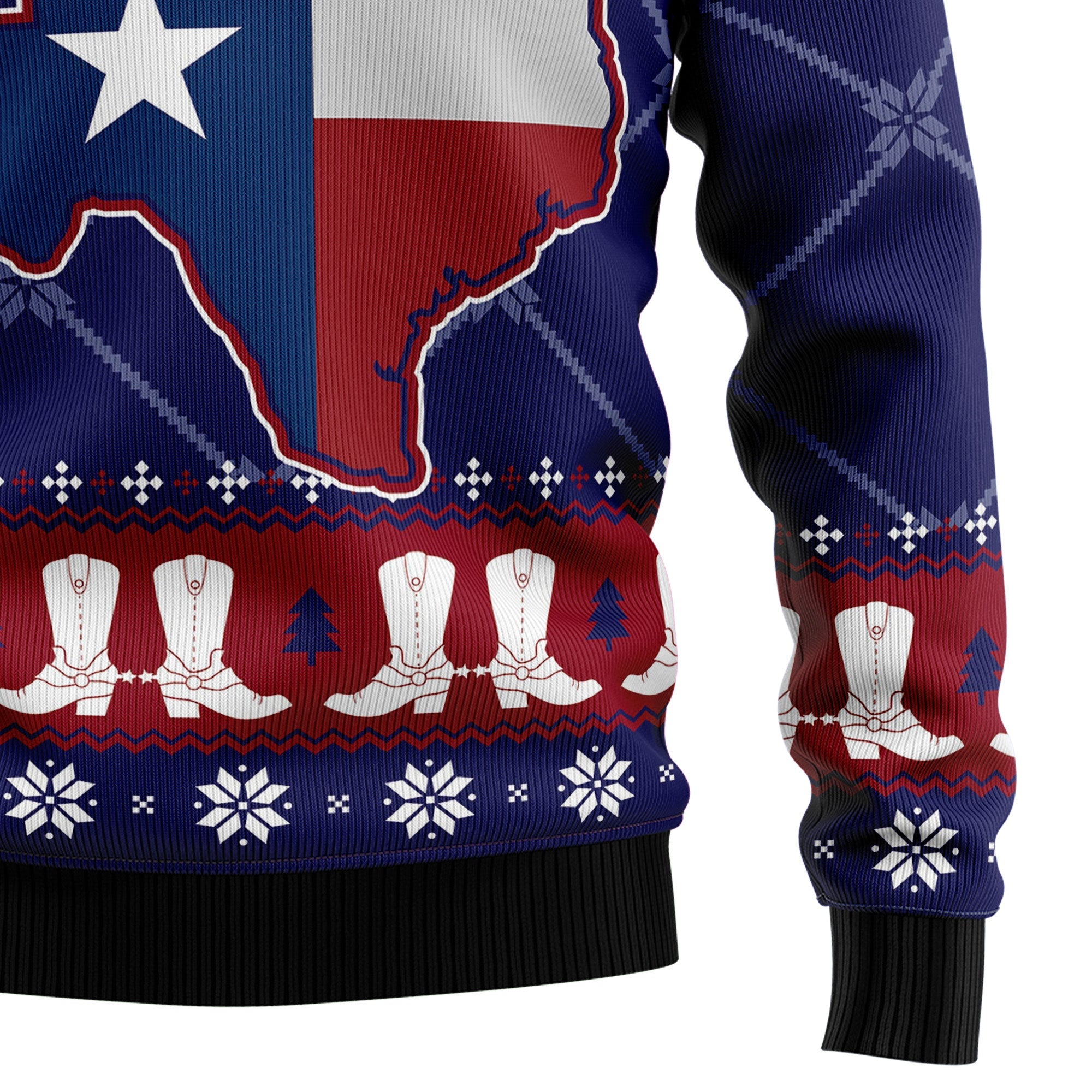 Texas Map Symbols Pattern Ugly Christmas Sweater - Unisex Holiday Party Pullover, Funny Christmas Gift for Men Women
