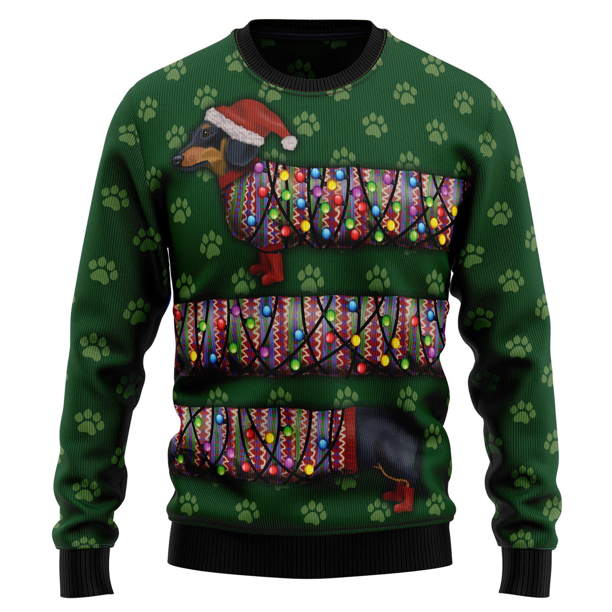 Dachshund Christmas Sweater - Funny Ugly Christmas Sweater for Men and Women, Unisex Holiday Party Outfit