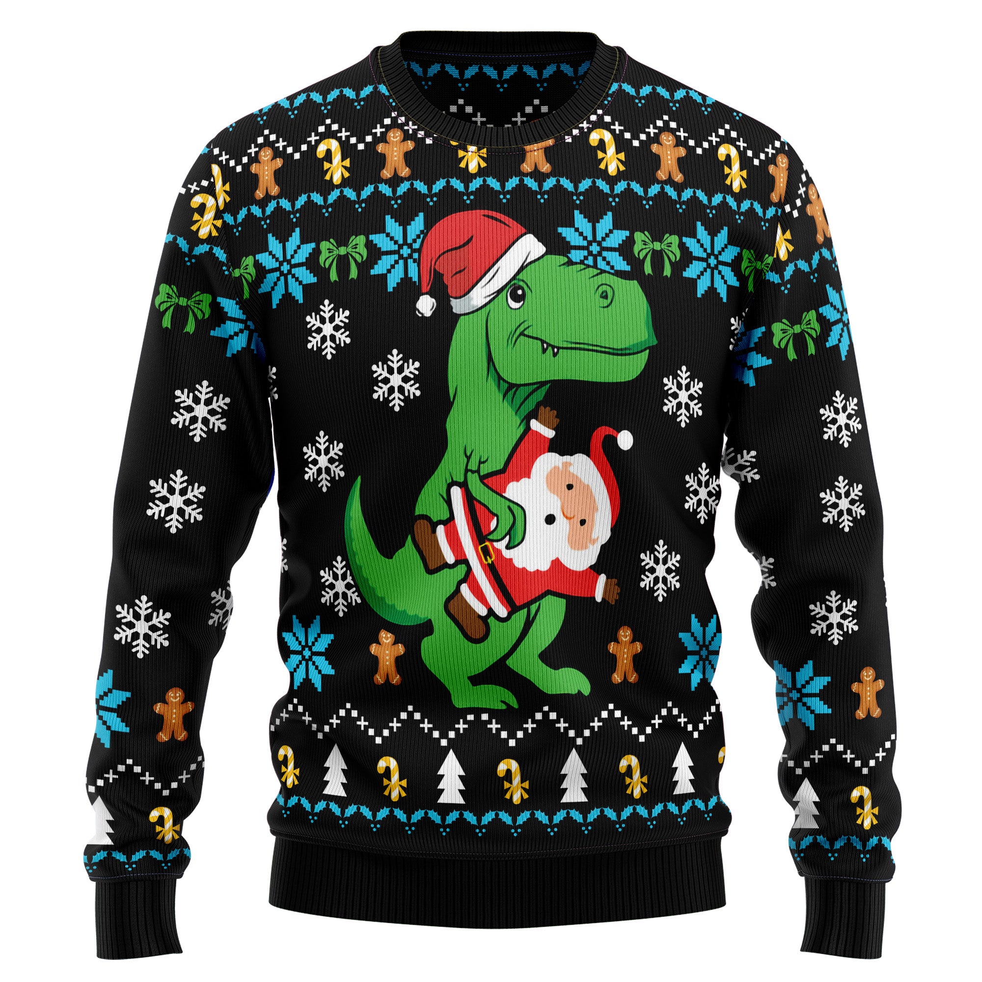 Christmas Dinosaur Ugly Christmas Sweater, Funny Holiday Party Outfit for Men and Women, Gift for Dinosaur Fans