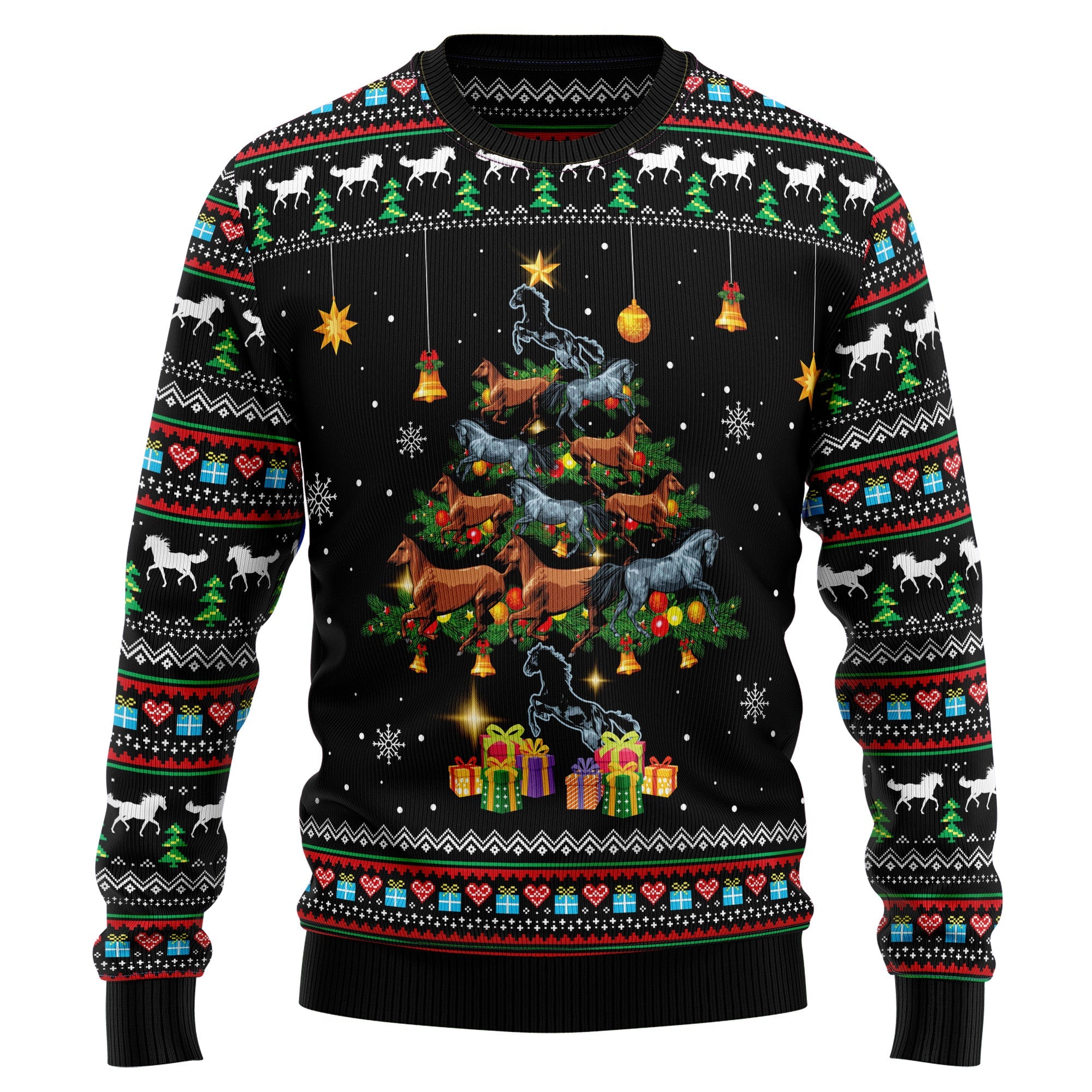 Horse Christmas Tree Ugly Christmas Sweater for Men and Women, Funny Holiday Party Outfit, Festive Christmas Gift