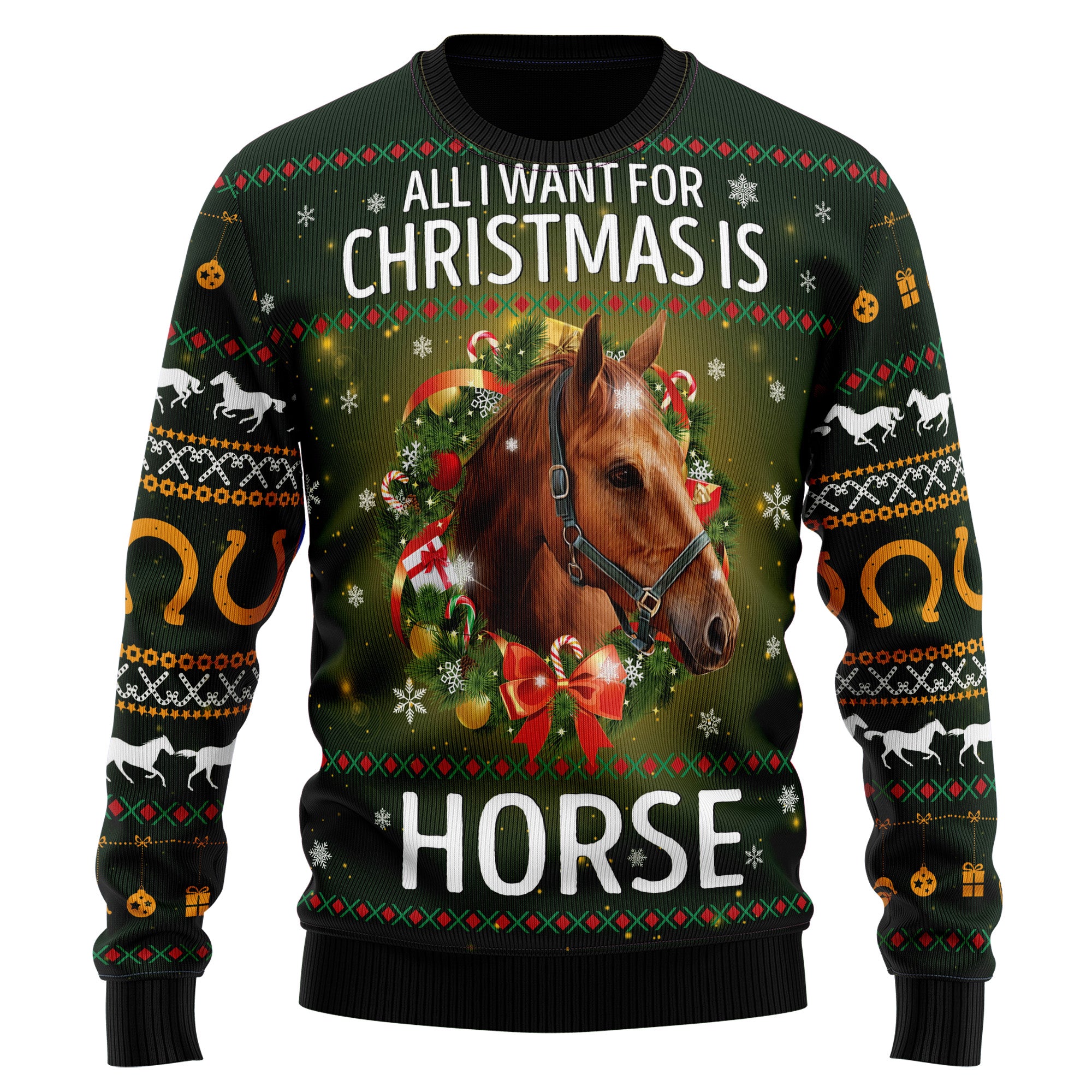 Horse All I Need for Christmas Ugly Christmas Sweater for Men and Women, Festive Holiday Outfit for Horse Lovers