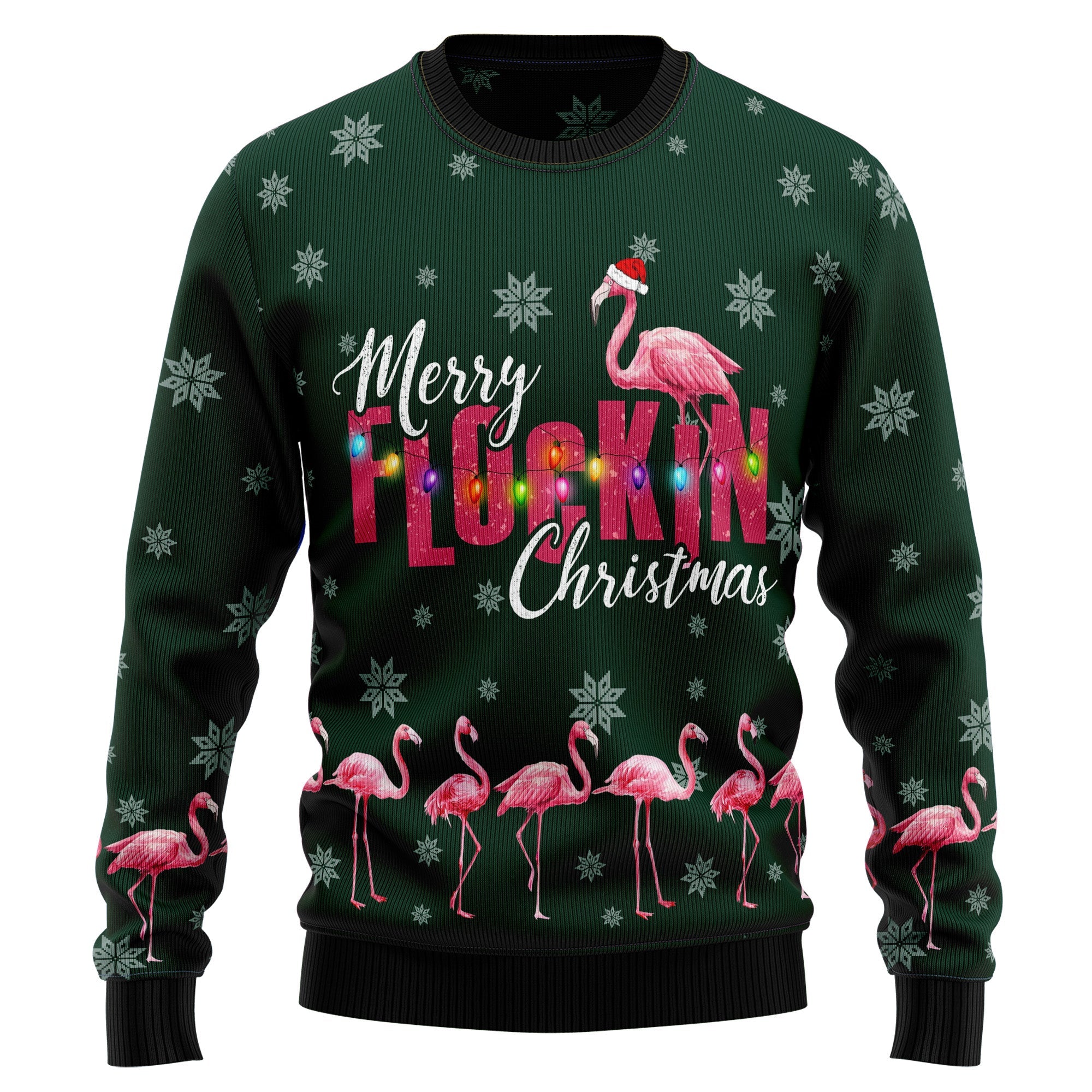Flamingo Merry Flockin Christmas Ugly Christmas Sweater for Men Women, Funny Holiday Party Outfit, Festive Xmas Gift