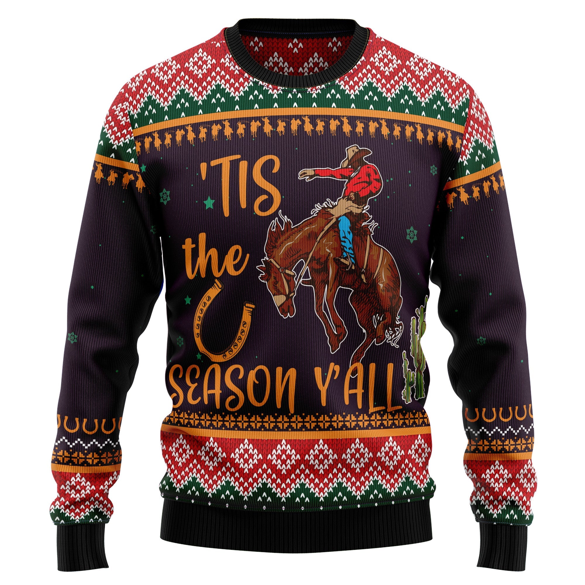 Cowboy Season Ugly Christmas Sweater - Funny Holiday Party Pullover for Men and Women, Festive Christmas Gift 2026