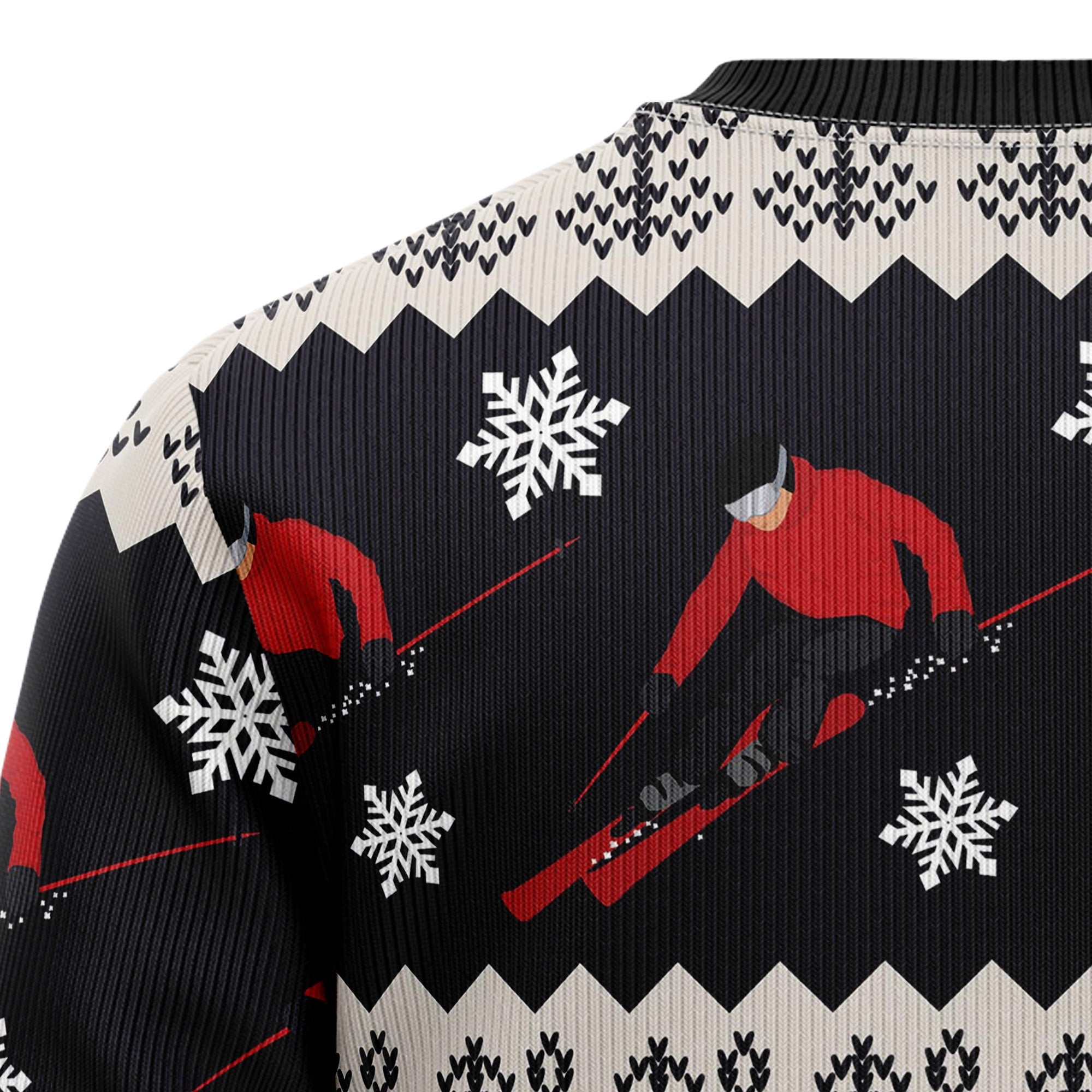 Skiing Ugly Christmas Sweater, Skier Holiday Pullover, Winter Sports Party Outfit and Christmas Gift for Ski Lovers