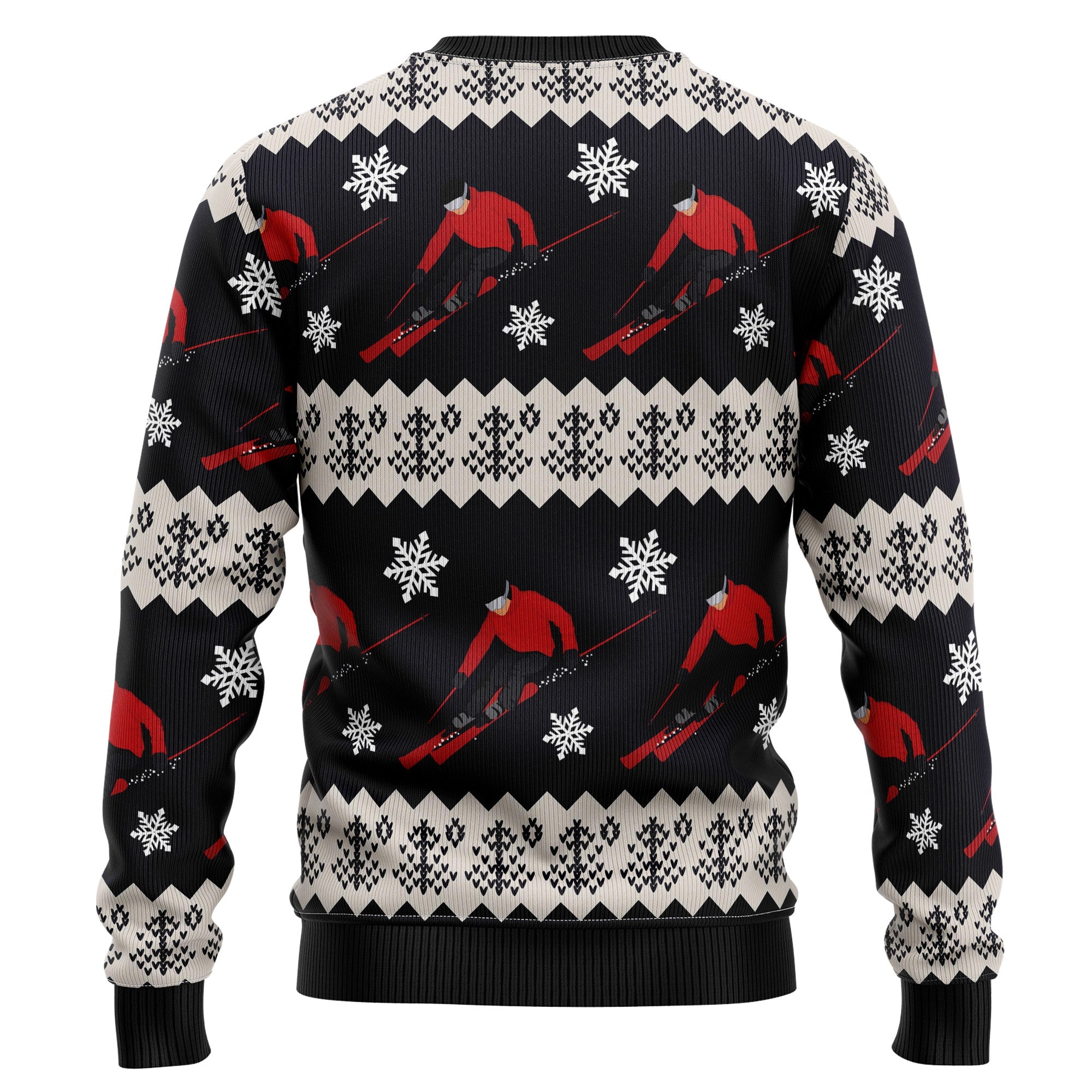 Skiing Ugly Christmas Sweater, Skier Holiday Pullover, Winter Sports Party Outfit and Christmas Gift for Ski Lovers