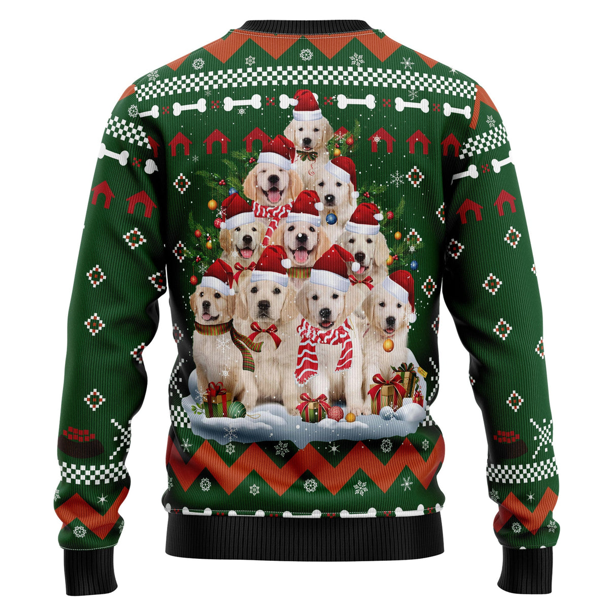 Golden Retriever Pine Tree Ugly Christmas Sweater for Men Women, Funny Holiday Party Outfit, Festive Xmas Gift