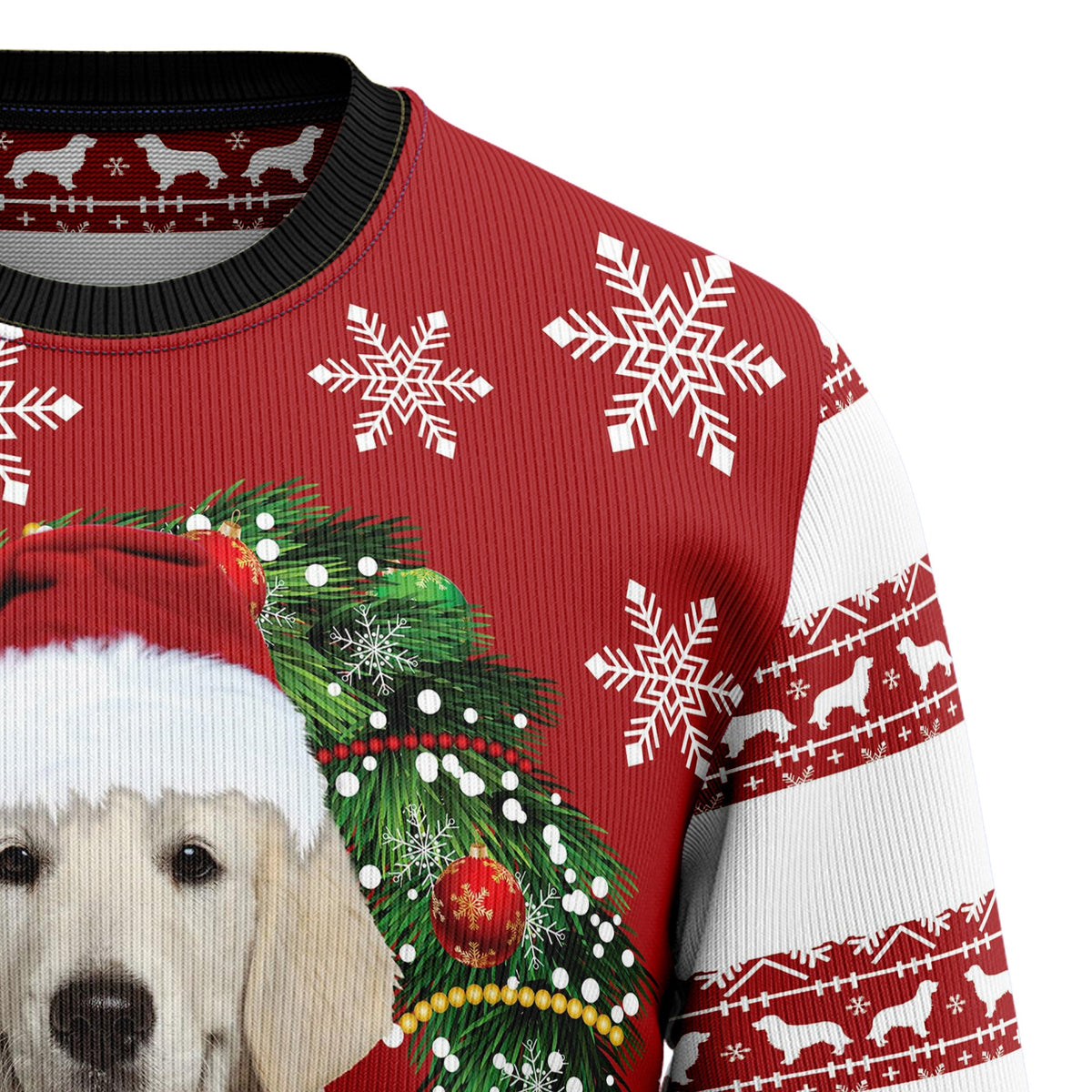 Golden Retriever Wearing Santa's Hat Ugly Christmas Sweater for Men Women, Funny Holiday Party Outfit, Festive Xmas Gift