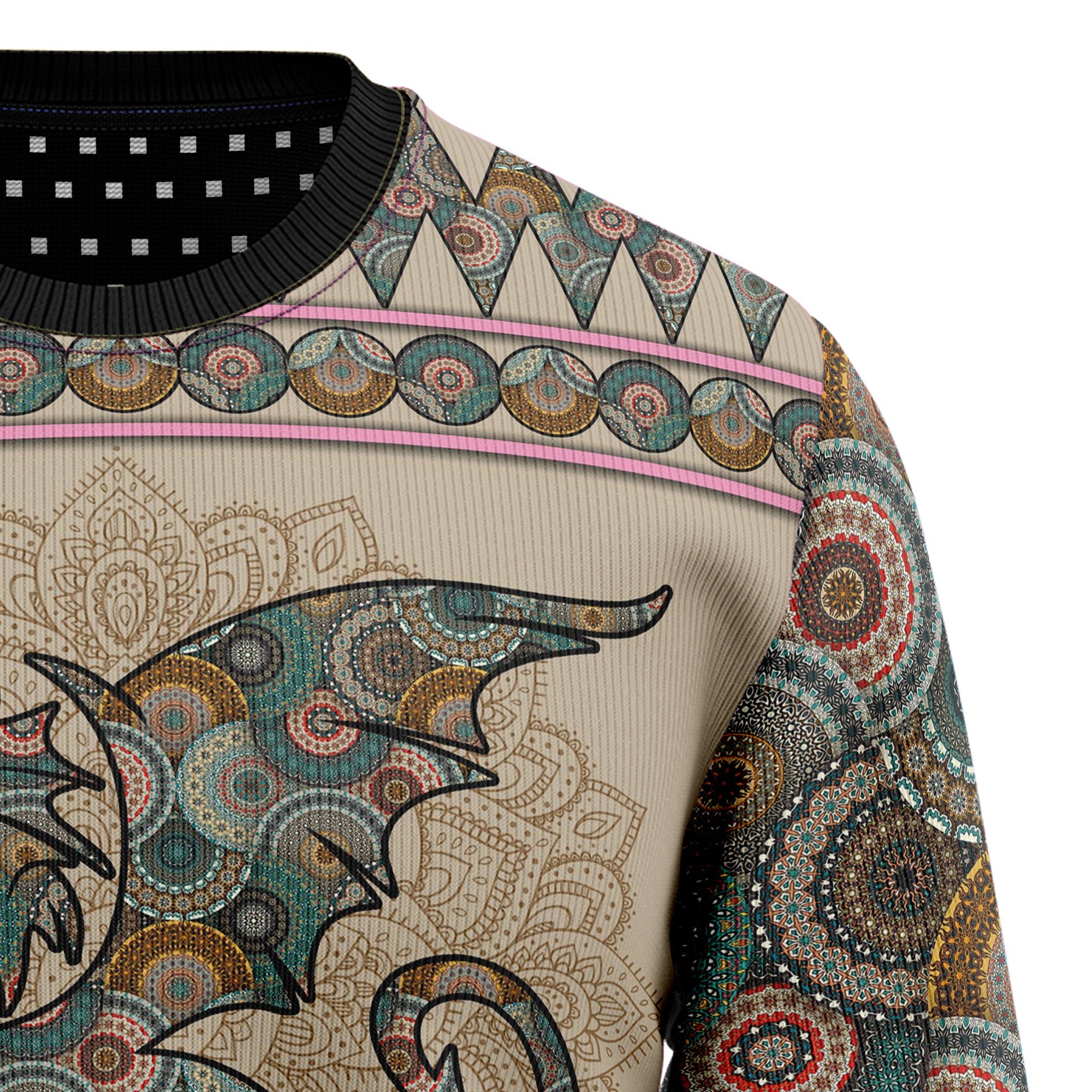 Dragon Mandala Ugly Christmas Sweater for Men and Women, Funny Holiday Party Outfit, Festive Christmas Gift