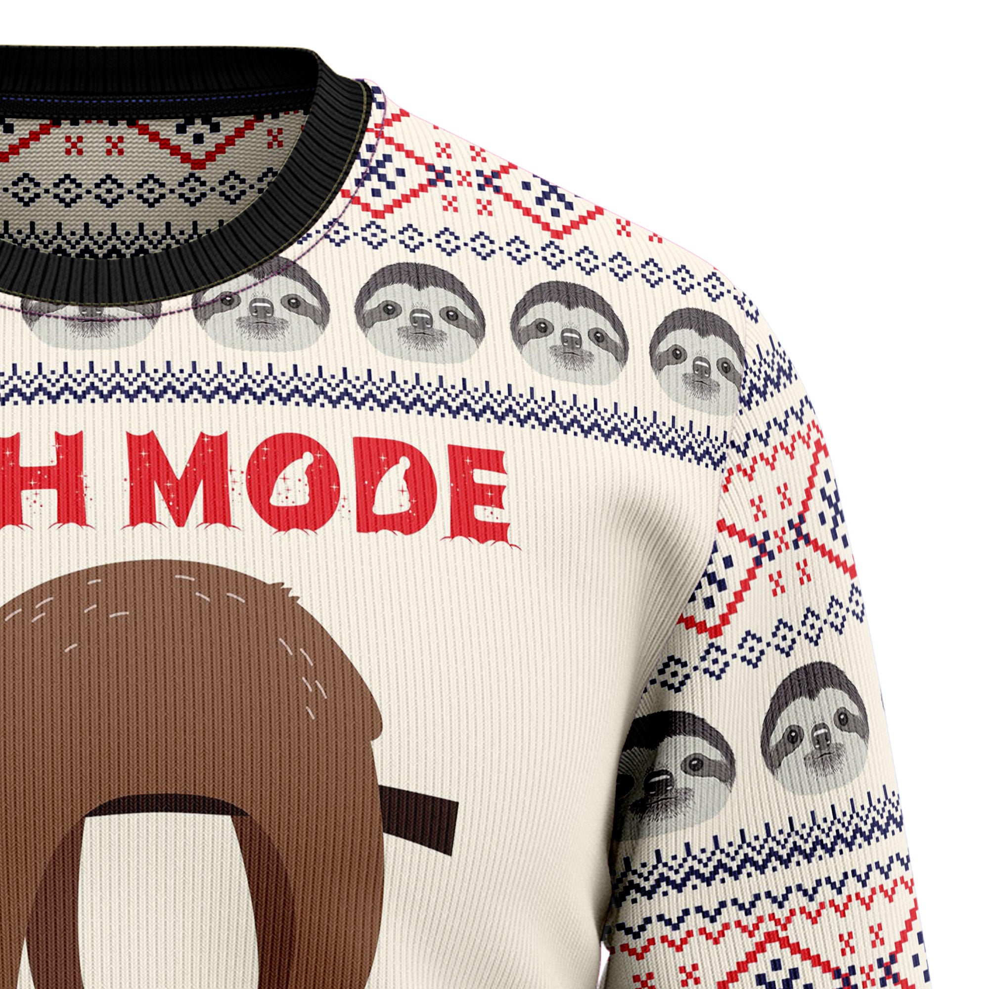 Sloth Mode Activated Ugly Christmas Sweater, Funny Holiday Party Outfit for Men and Women, Gift for Sloth Lovers