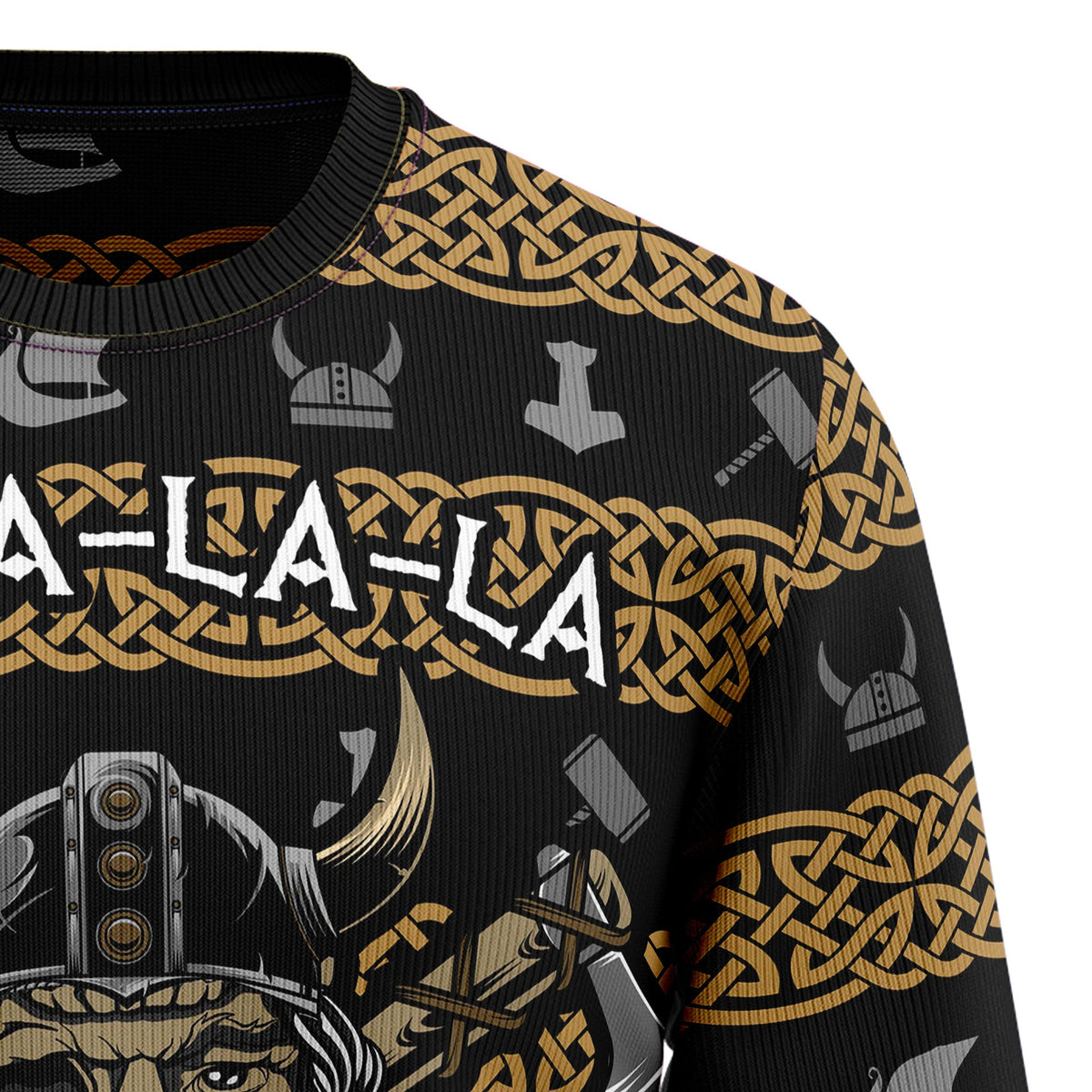 Valhalla La La La Viking Sweater - Funny Ugly Christmas Sweater for Men and Women, Unisex Holiday Party Outfit