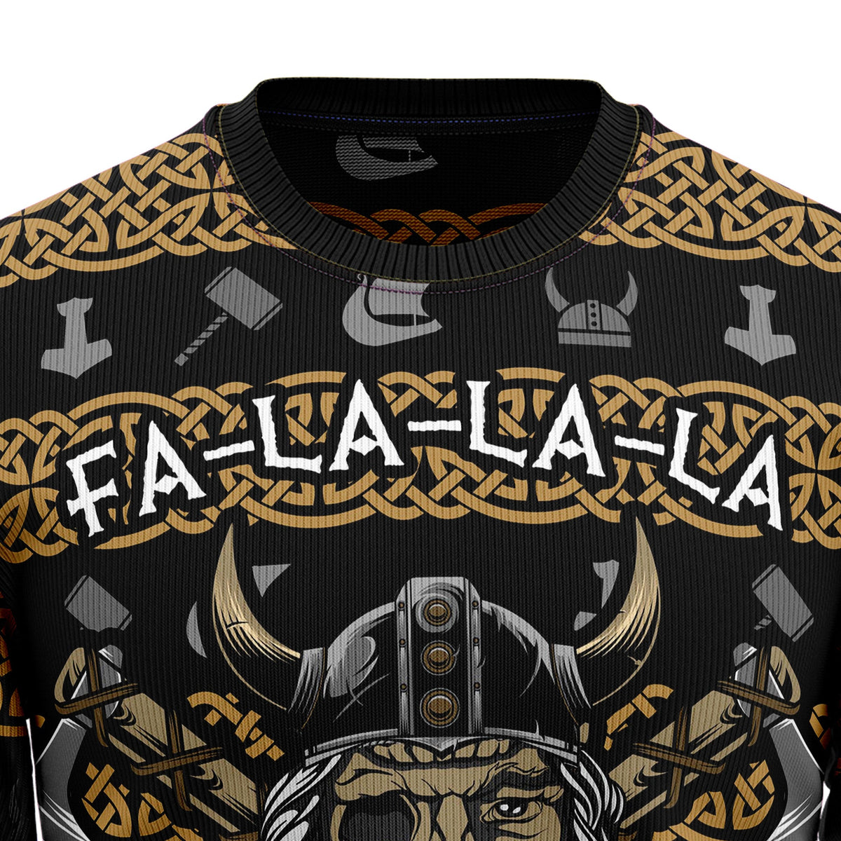 Valhalla La La La Viking Sweater - Funny Ugly Christmas Sweater for Men and Women, Unisex Holiday Party Outfit