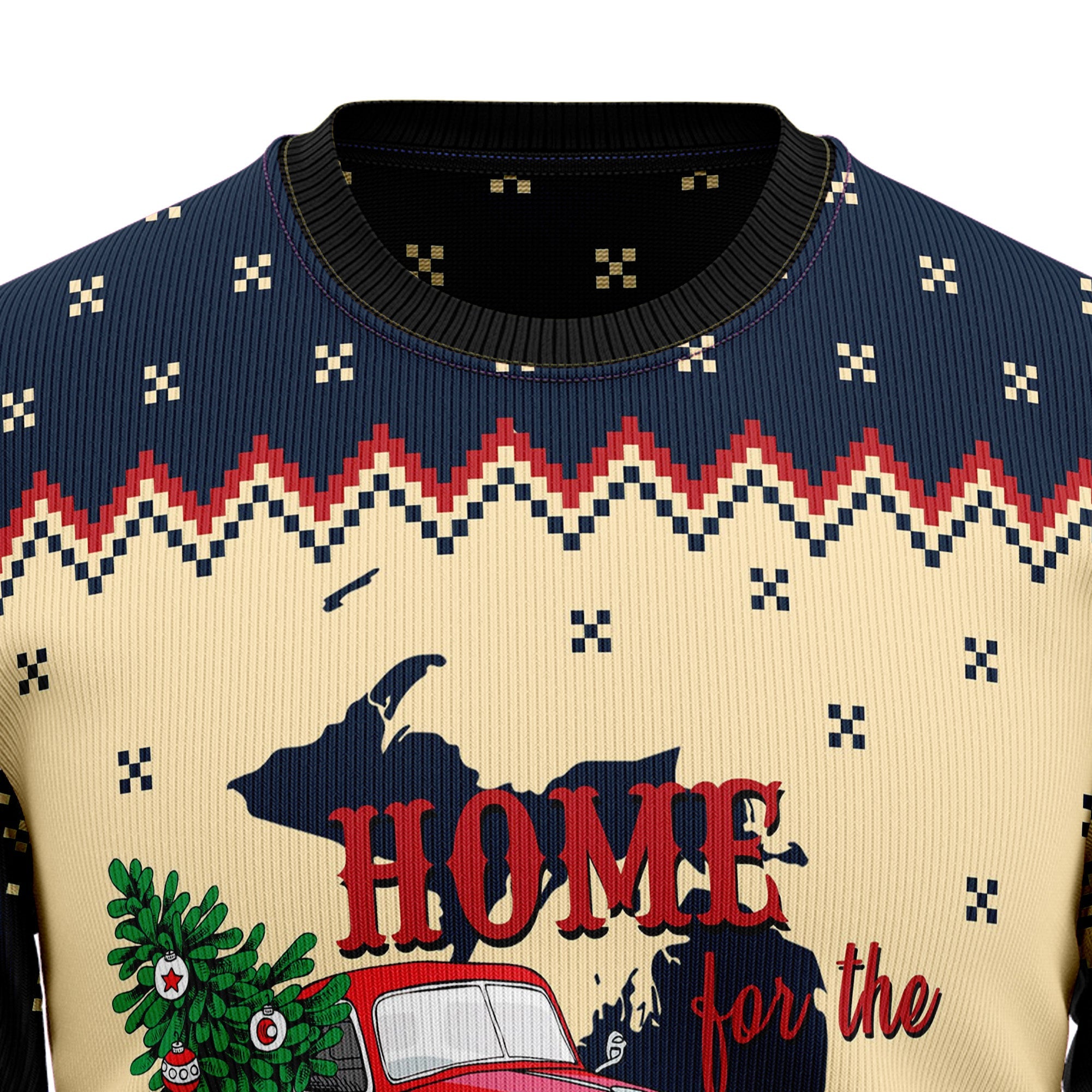 Home for the Holidays Michigan Ugly Christmas Sweater, Holiday Party Outfit, Gift for Michigan and Midwest Fans